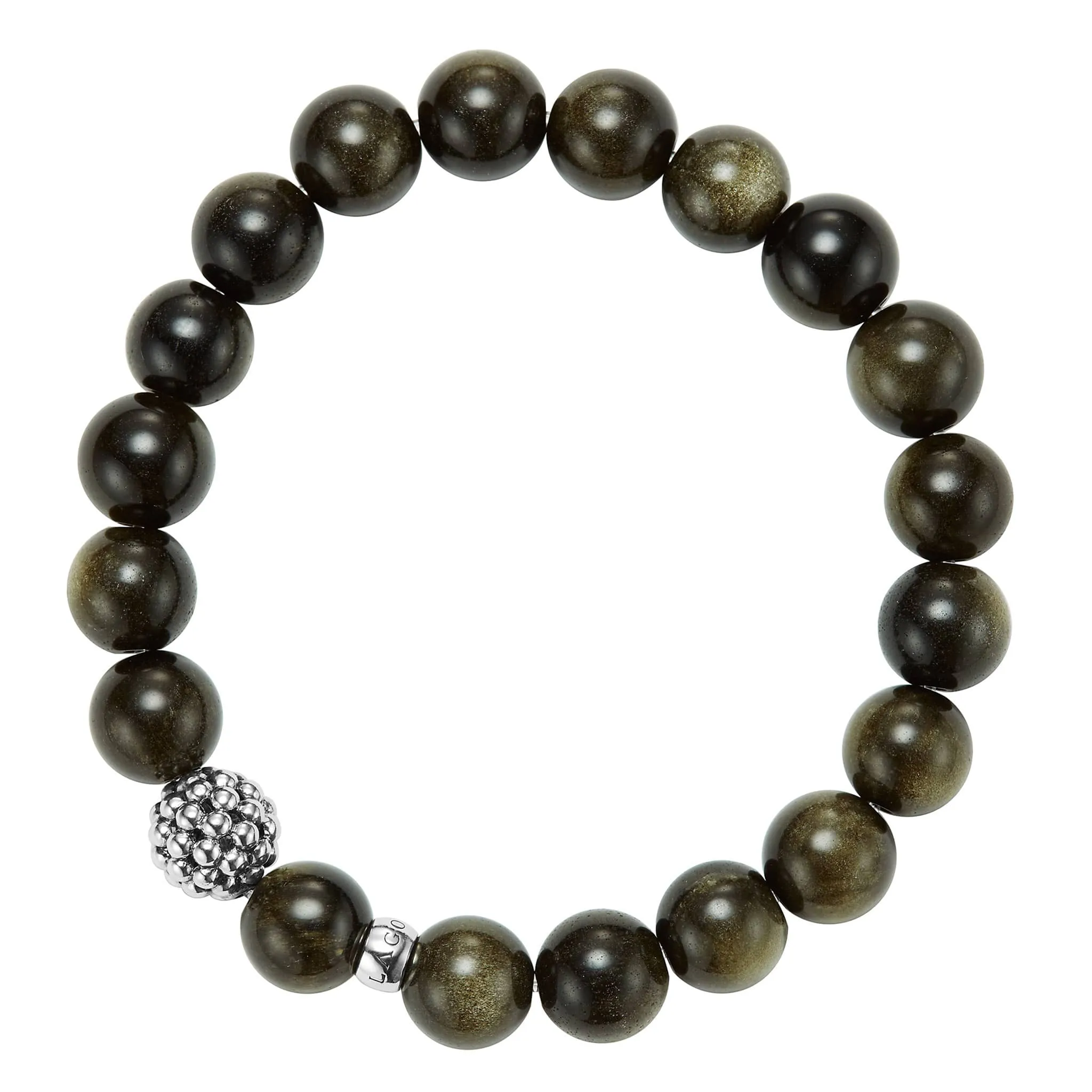 Maya Golden Obsidian Silver Station Bead Bracelet sold by LAGOS product image thumbnail 3