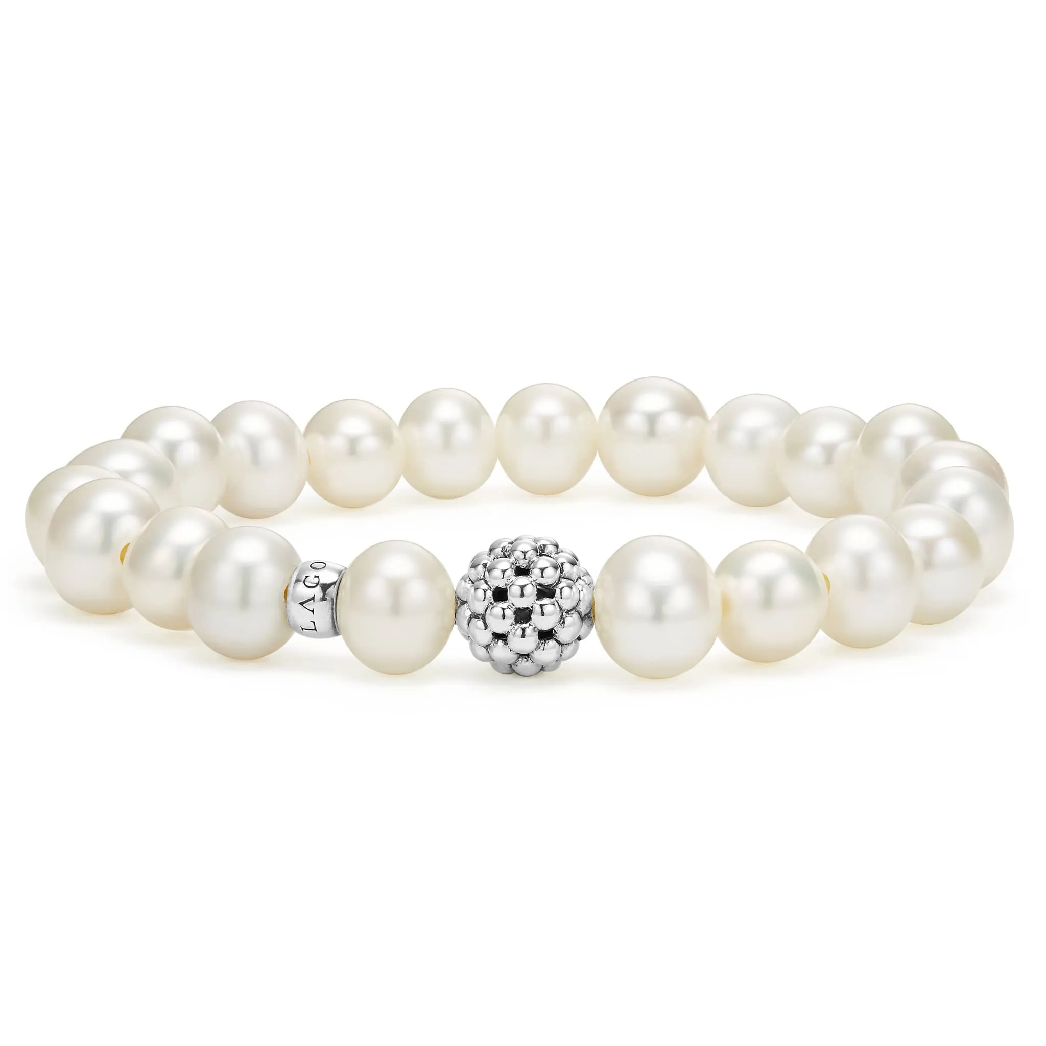 Maya Pearl Silver Station Bead Bracelet sold by LAGOS