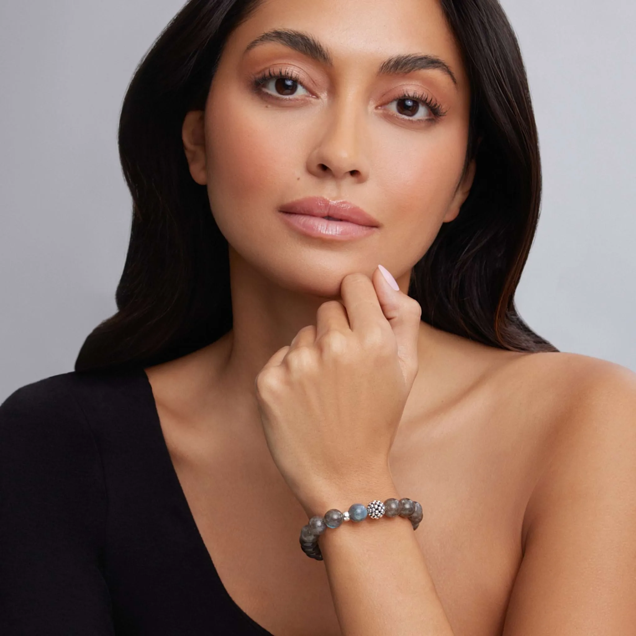 Maya Labradorite Silver Station Bead Bracelet sold by LAGOS product image thumbnail 2