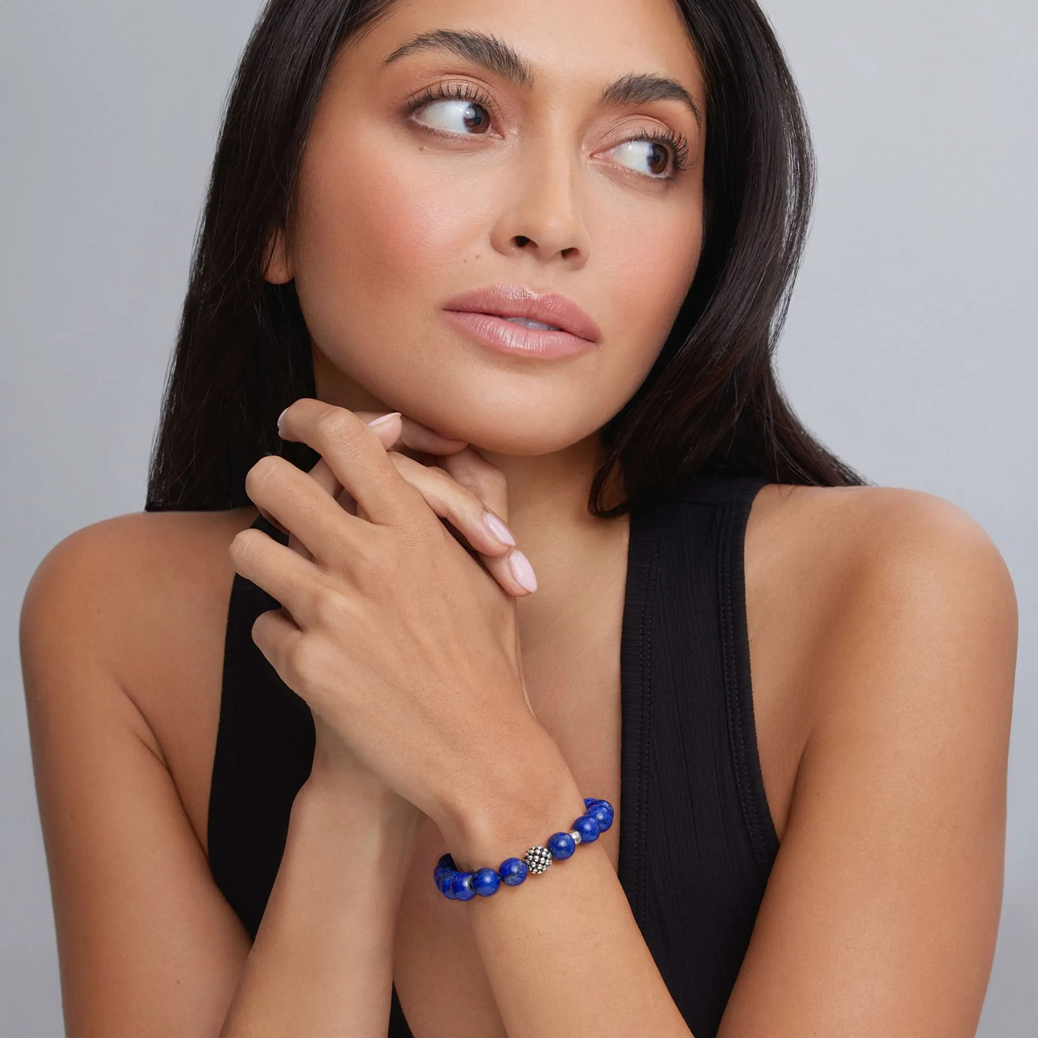 Maya Lapis Silver Station Bead Bracelet sold by LAGOS product image thumbnail 2