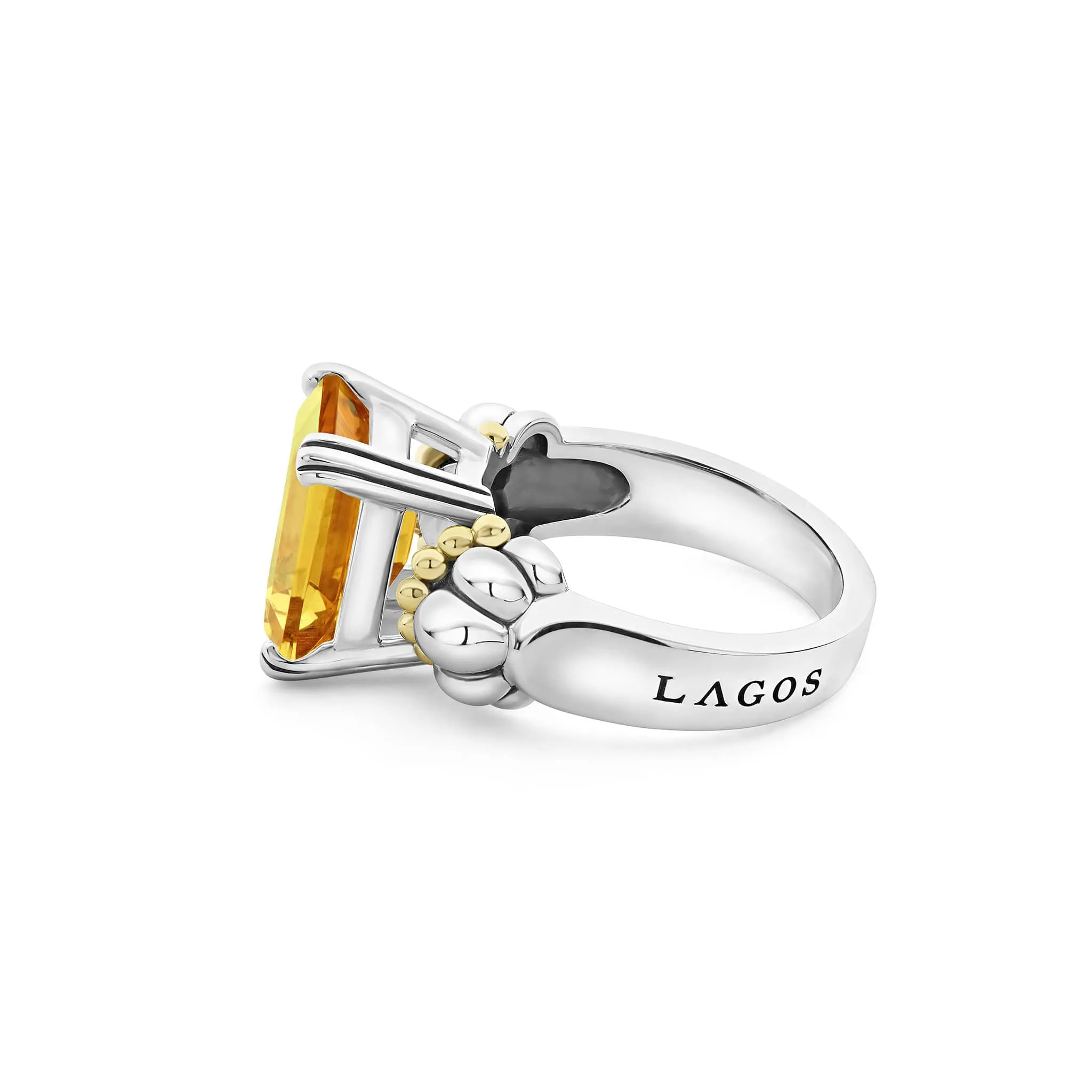 Glacier Medium Emerald-Cut Citrine Ring sold by LAGOS product image thumbnail 4