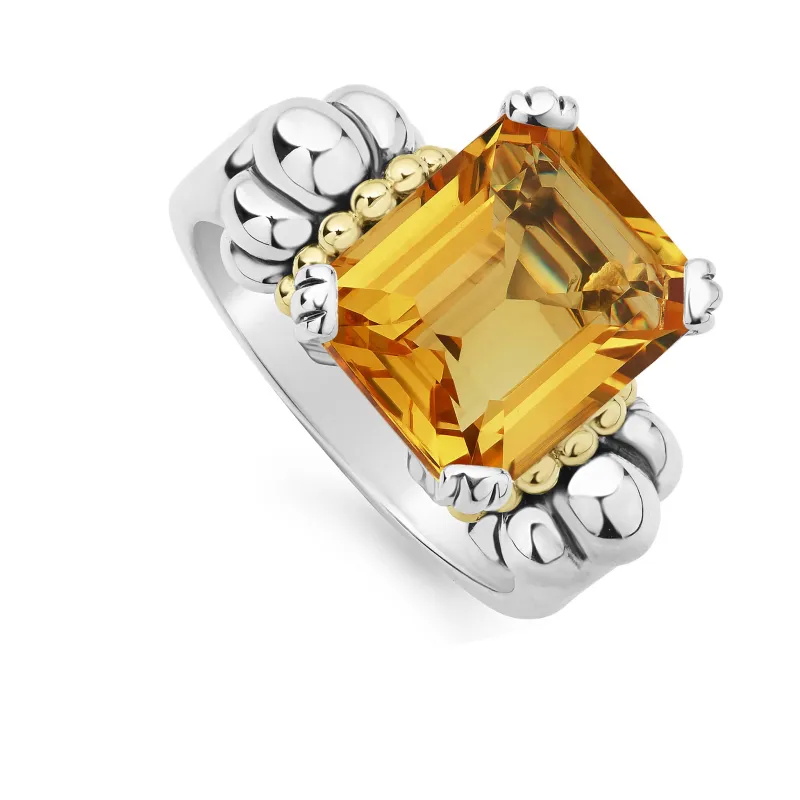 Glacier Medium Emerald-Cut Citrine Ring sold by LAGOS