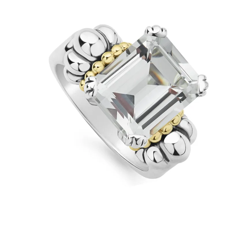 Glacier Medium Emerald-Cut White Topaz Ring sold by LAGOS