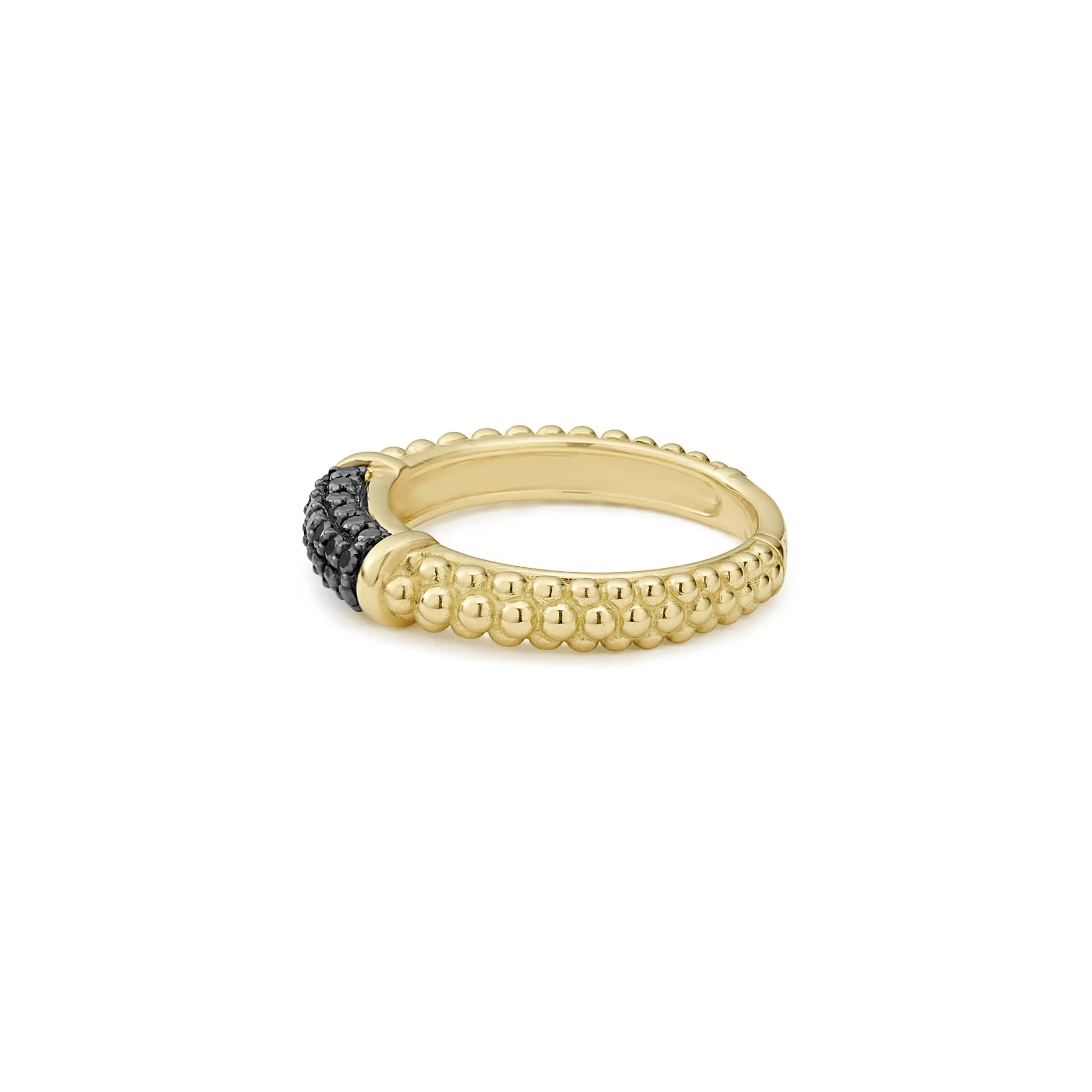 Caviar Gold 18K Gold Caviar Black Diamond Stacking Ring sold by LAGOS product image thumbnail 4