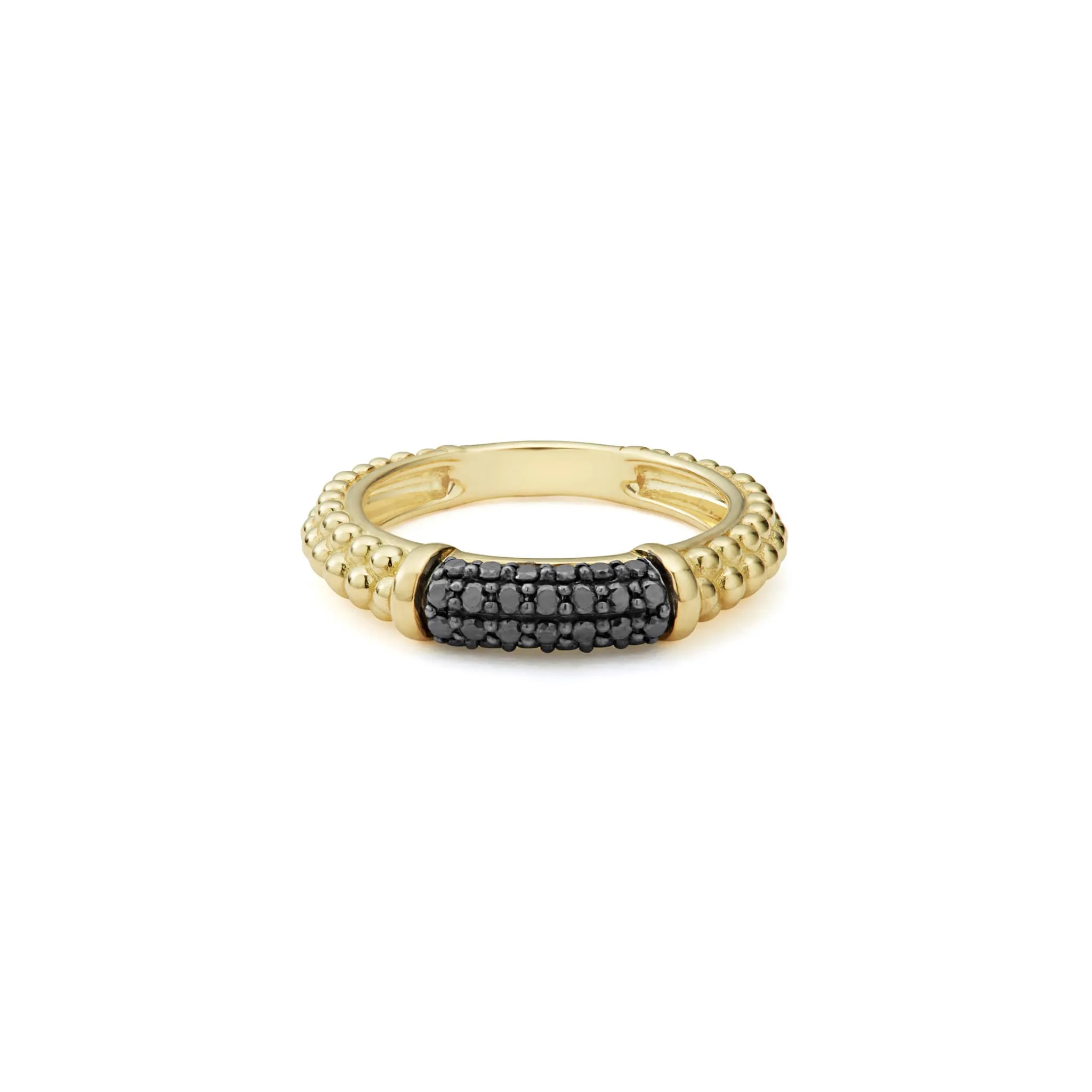 Caviar Gold 18K Gold Caviar Black Diamond Stacking Ring sold by LAGOS product image thumbnail 3