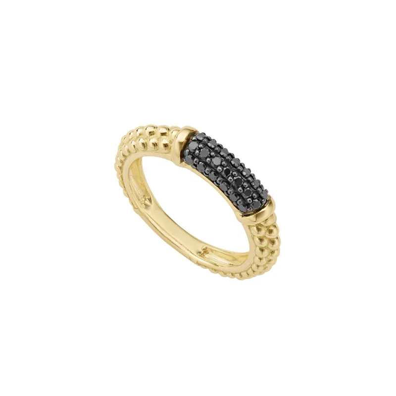 Caviar Gold 18K Gold Caviar Black Diamond Stacking Ring sold by LAGOS