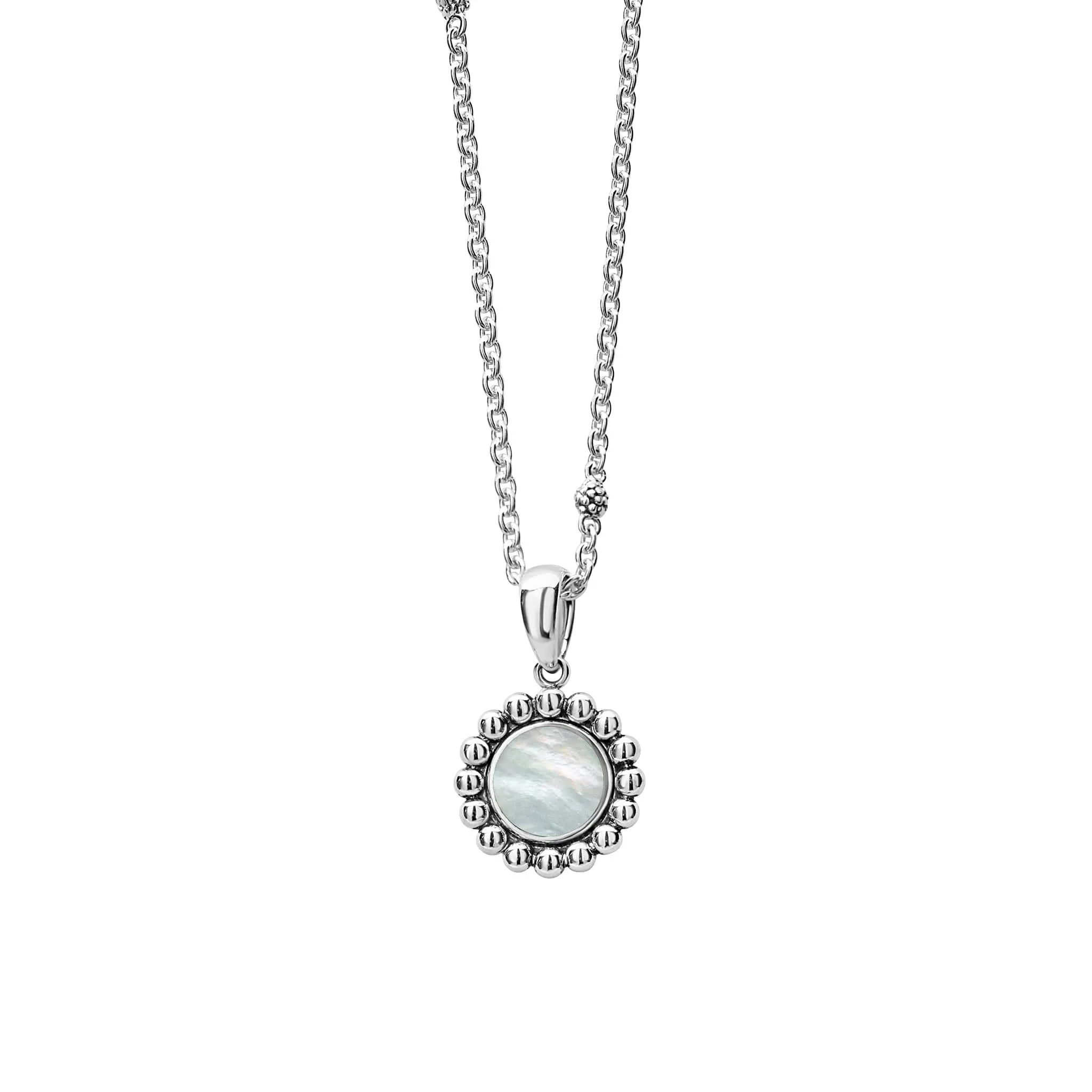 Maya Small Mother of Pearl Circle Pendant Necklace sold by LAGOS