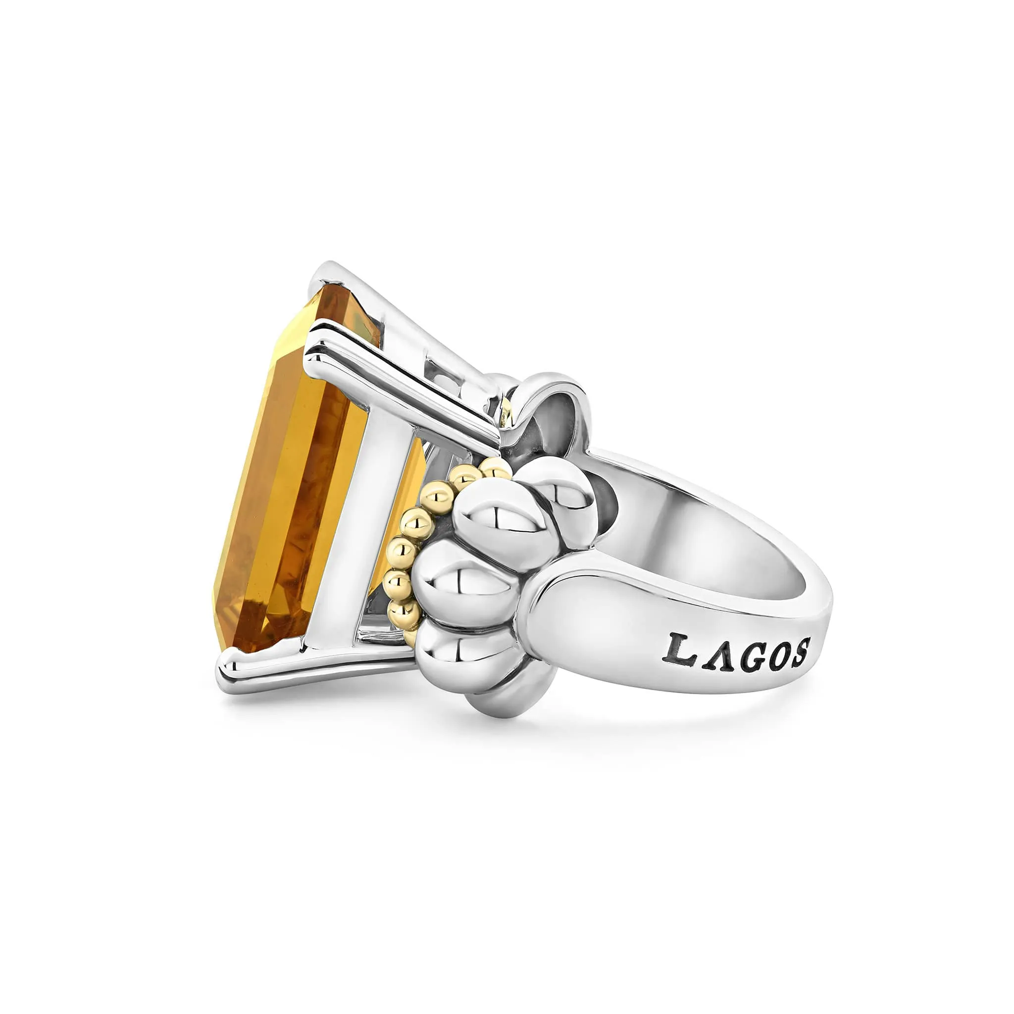 Glacier Large Emerald-Cut Citrine Ring sold by LAGOS product image thumbnail 4