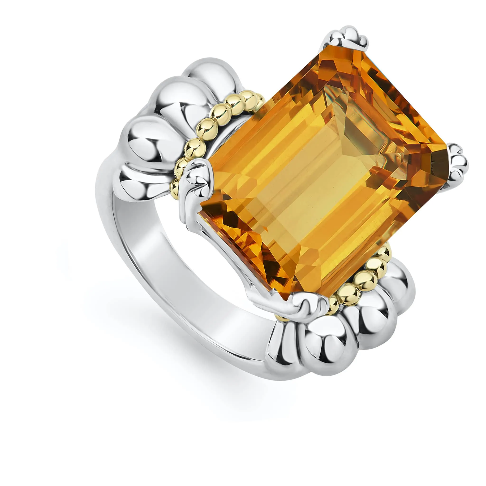 Glacier Large Emerald-Cut Citrine Ring sold by LAGOS