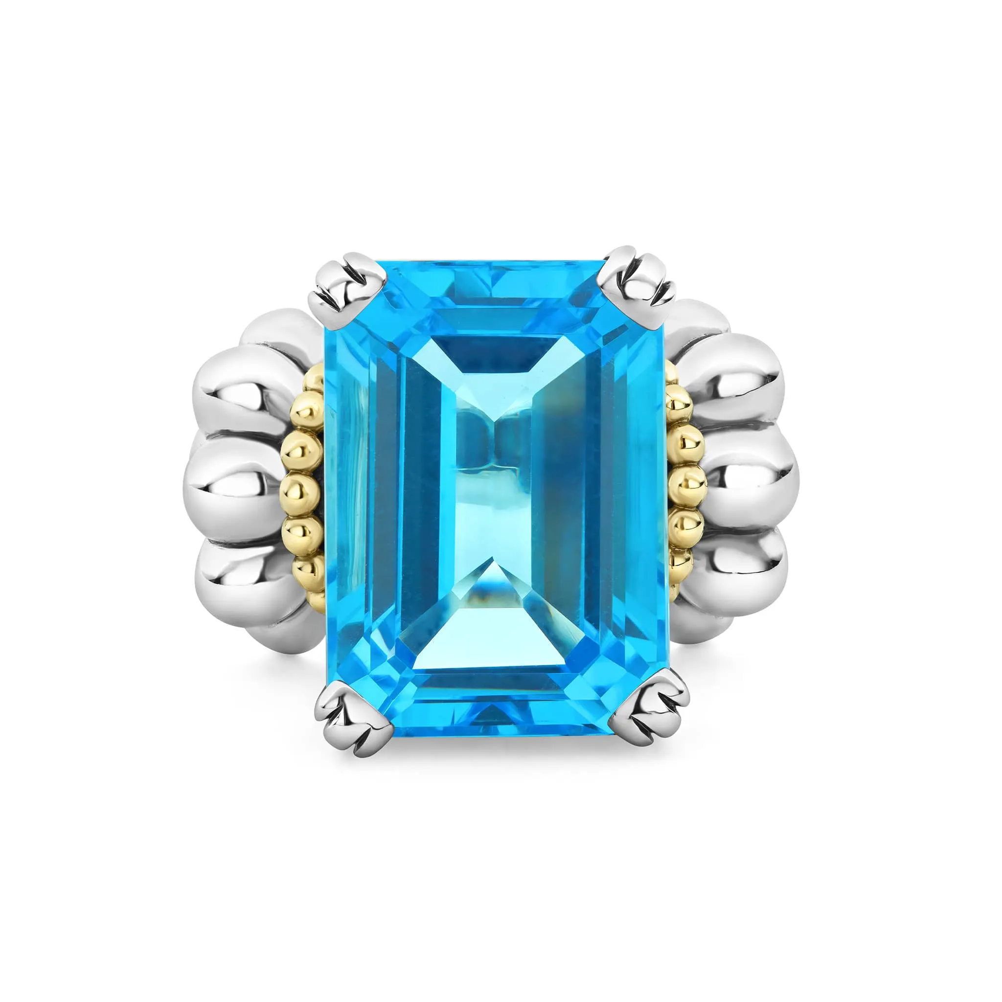 Glacier Large Emerald-Cut Swiss Blue Topaz Ring sold by LAGOS product image thumbnail 3
