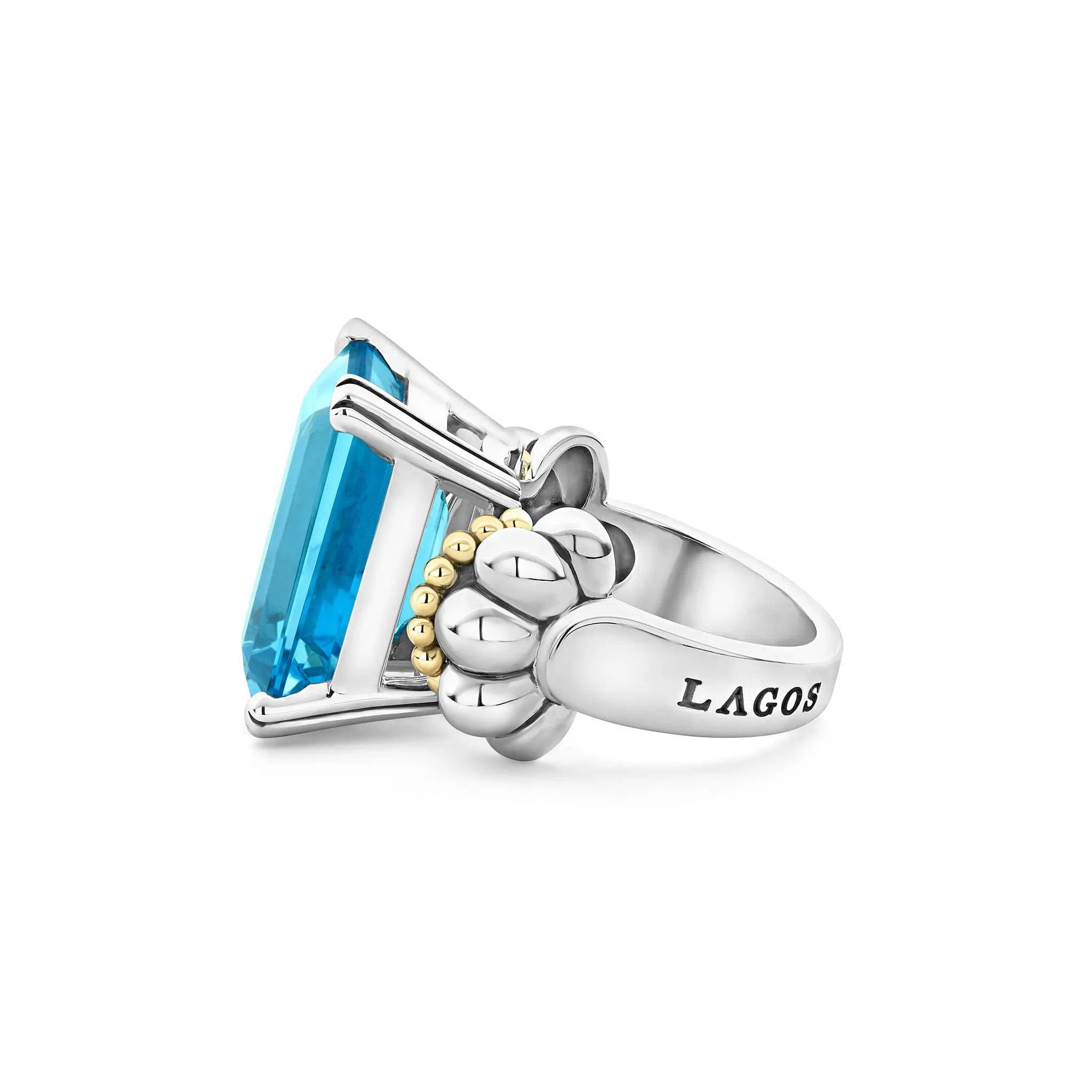 Glacier Large Emerald-Cut Swiss Blue Topaz Ring sold by LAGOS product image thumbnail 4