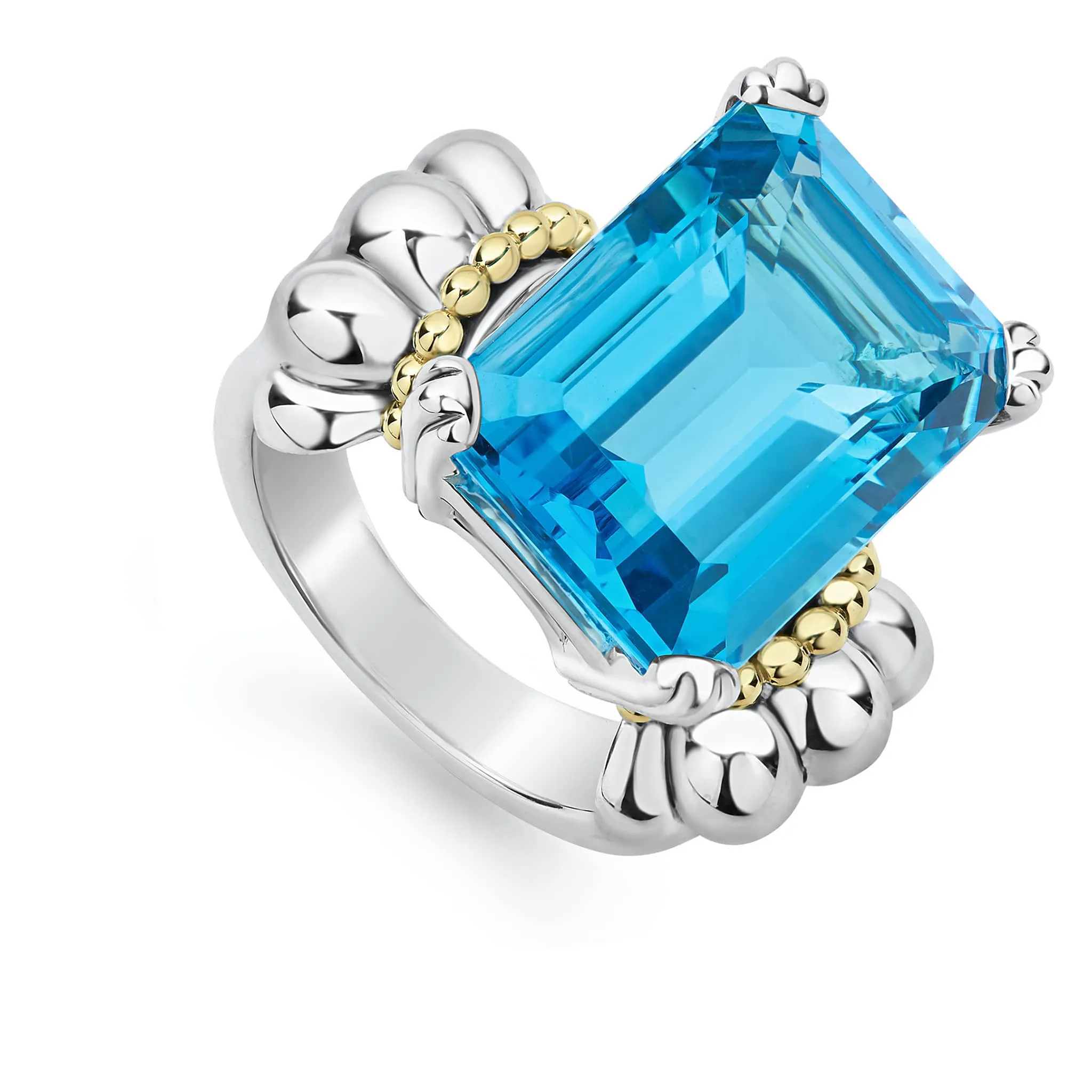Glacier Large Emerald-Cut Swiss Blue Topaz Ring sold by LAGOS