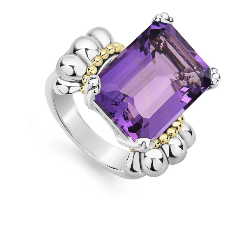 Glacier Large Emerald-Cut Amethyst Ring sold by LAGOS