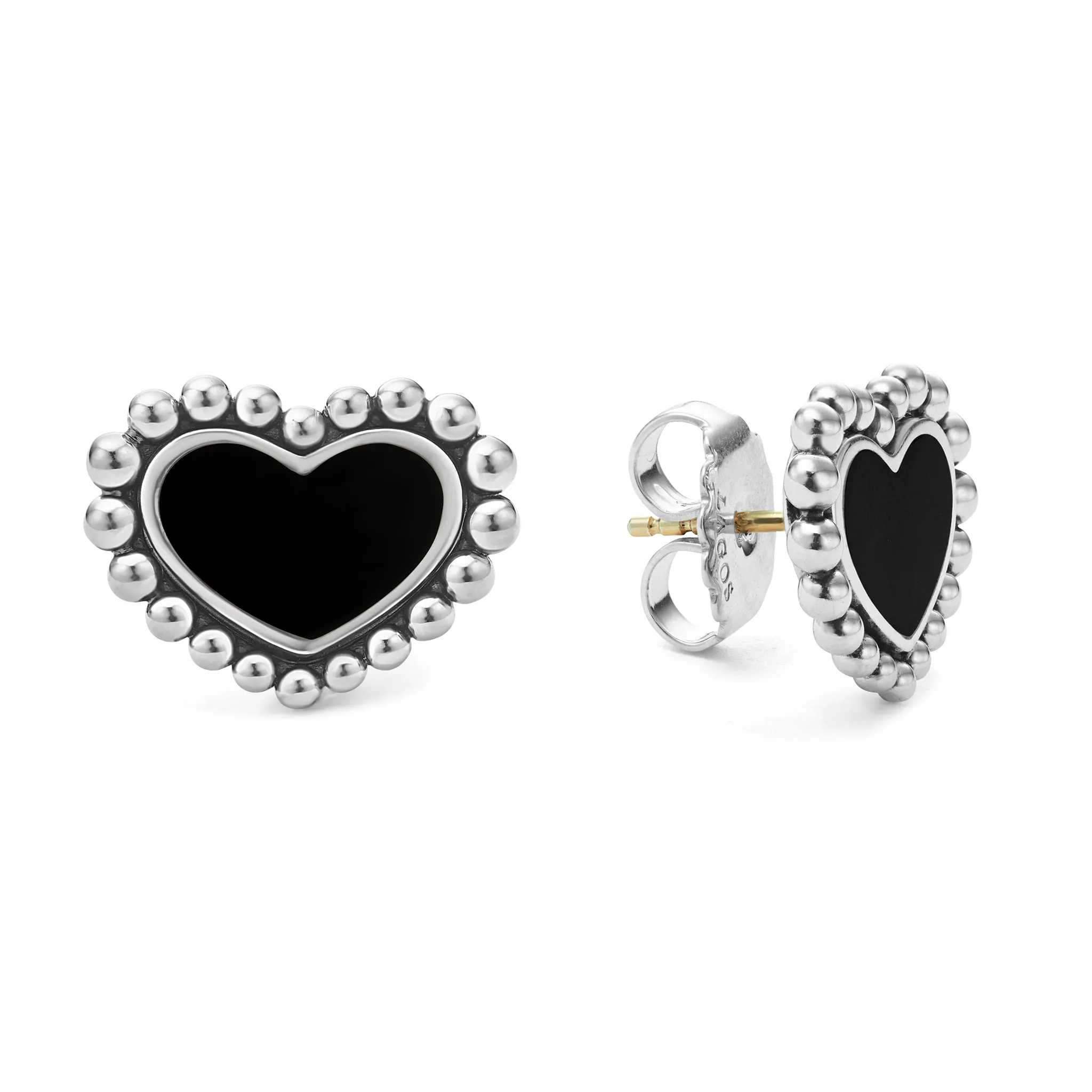 Maya Onyx Heart Stud Earrings sold by LAGOS product image thumbnail 4