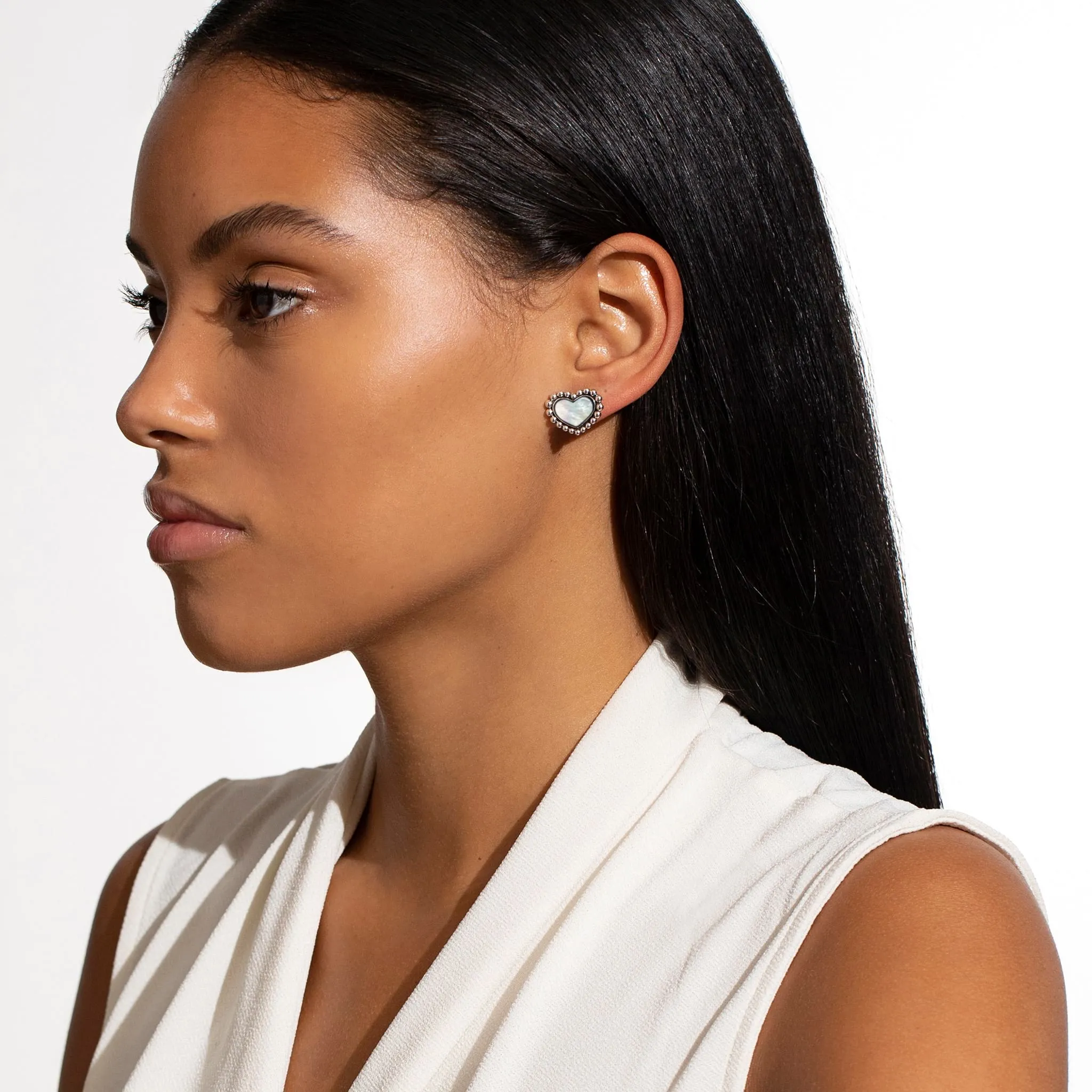 Maya Mother of Pearl Heart Stud Earrings sold by LAGOS product image thumbnail 2