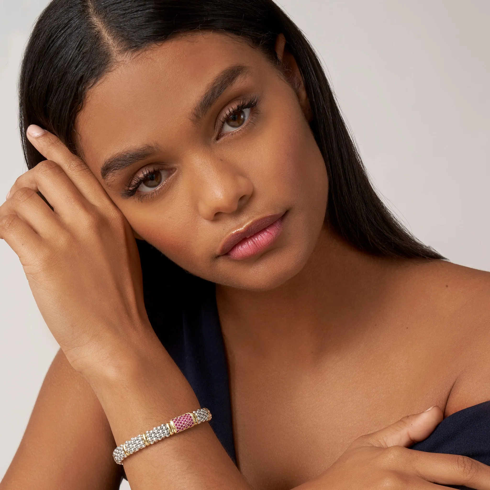 Signature Caviar Pink Sapphire Caviar Bracelet | 9mm sold by LAGOS product image thumbnail 2