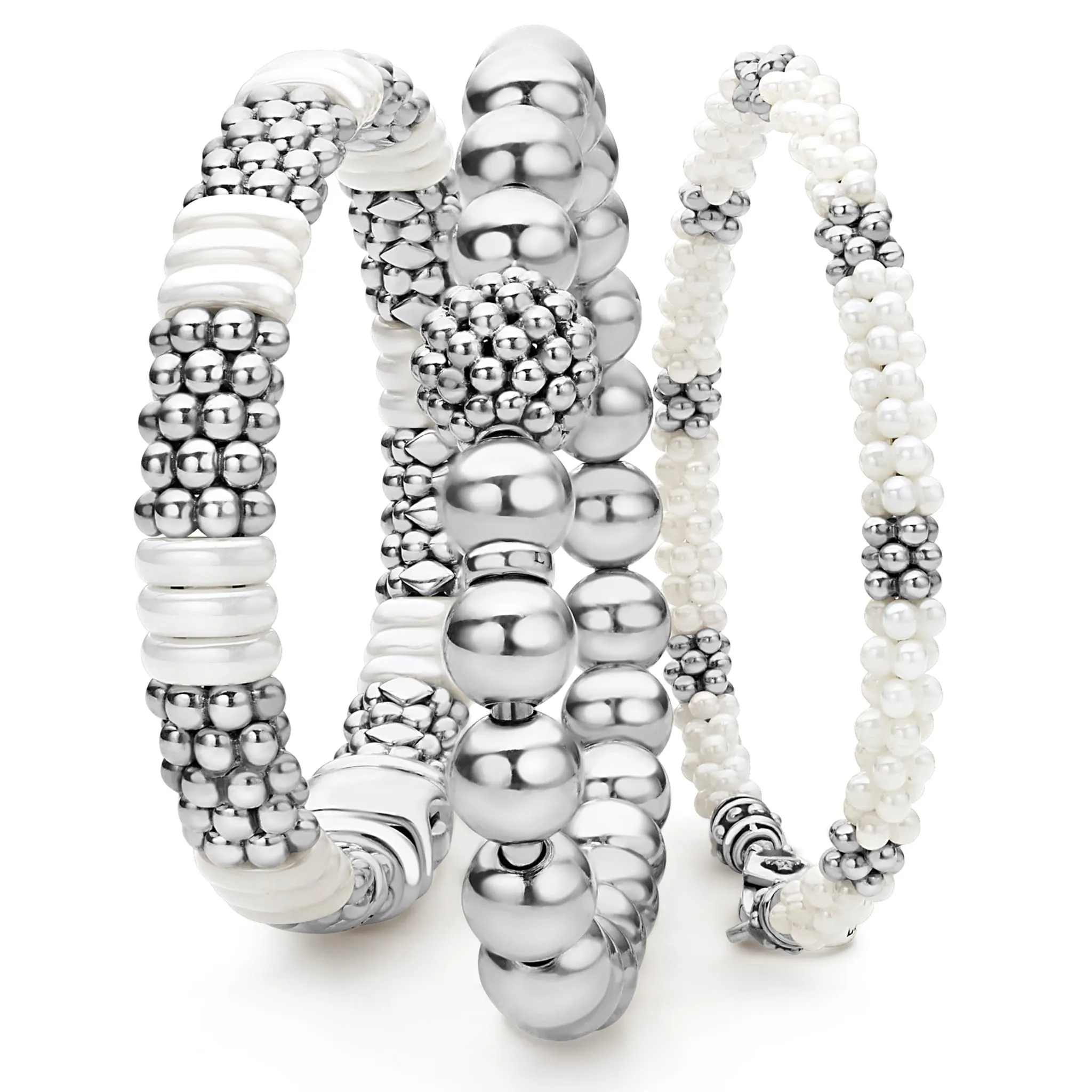 White Caviar White Ceramic Caviar Bracelet Gift Set sold by LAGOS