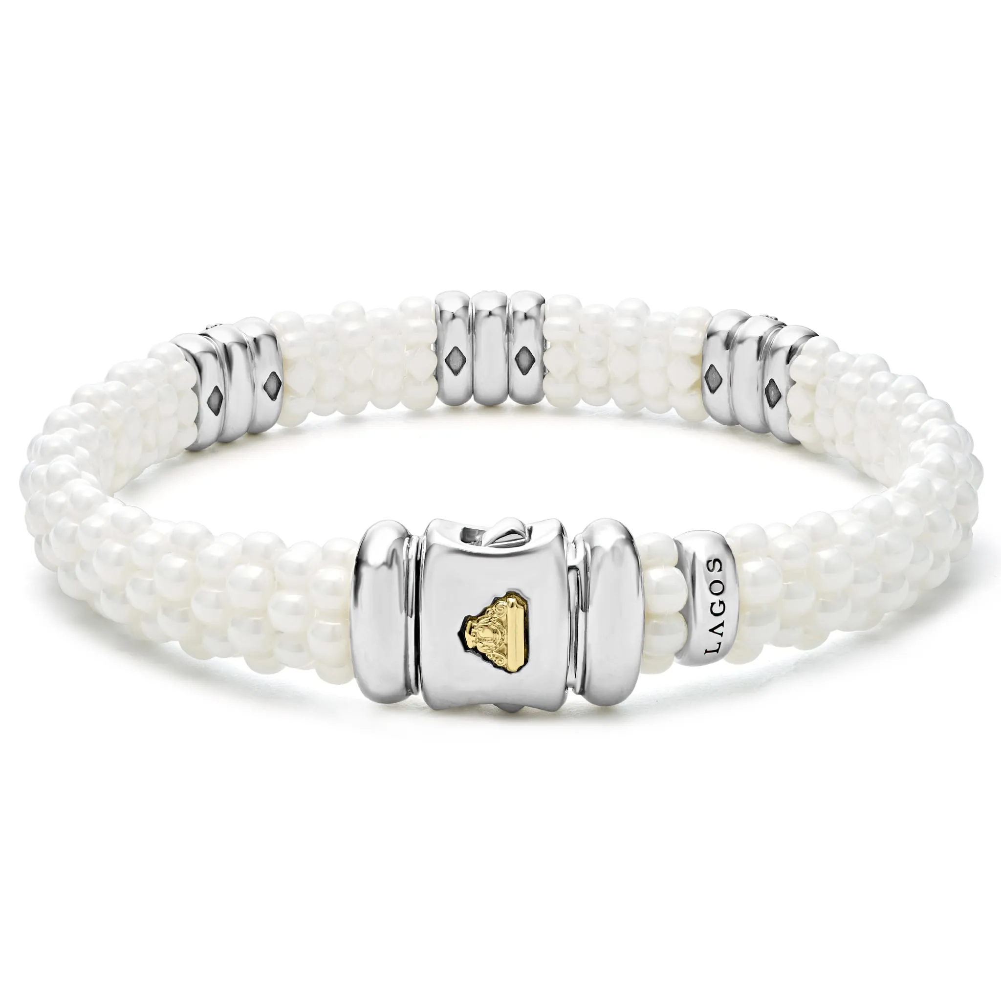 White Caviar White Three Station Ceramic Diamond Bracelet | 9mm sold by LAGOS product image thumbnail 5