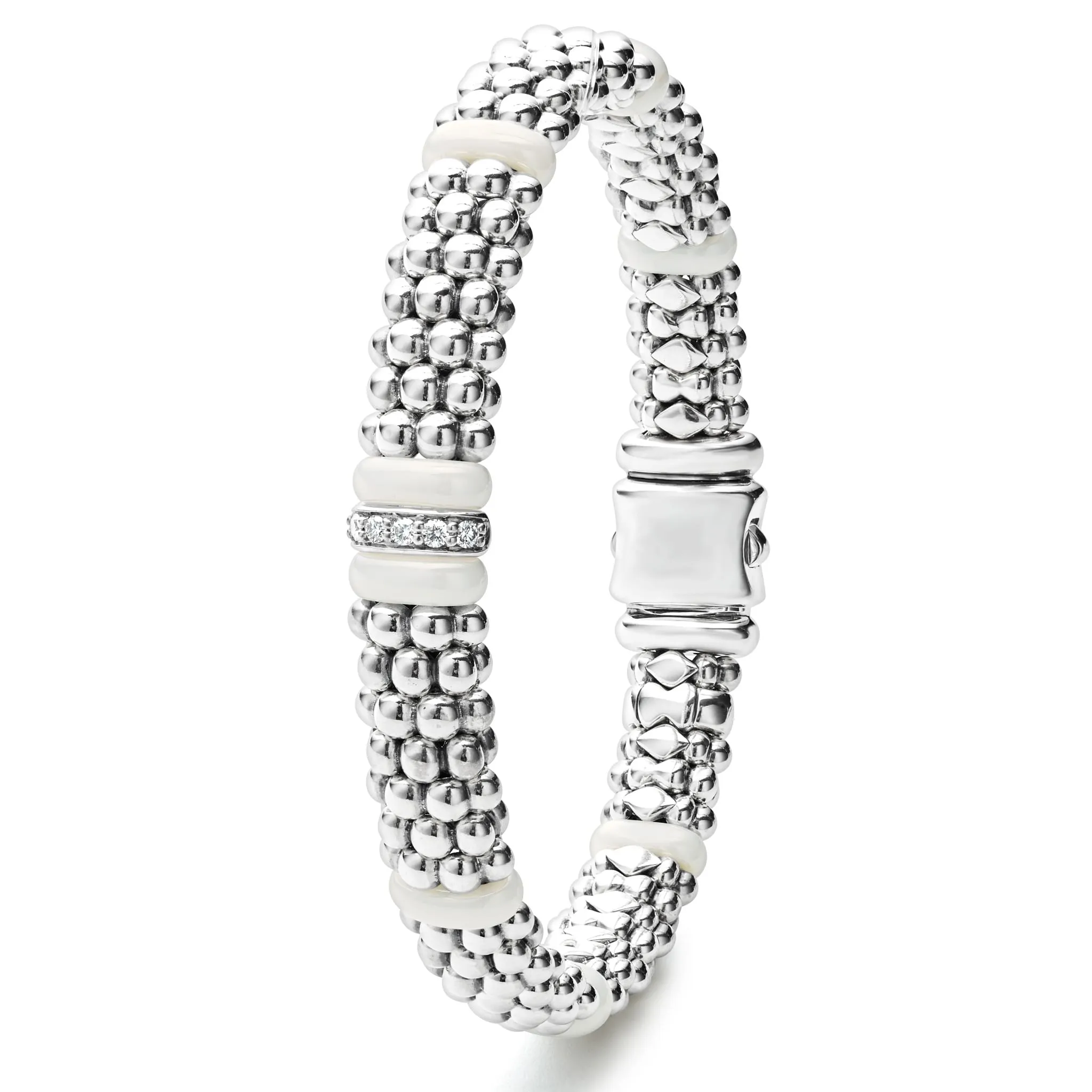 White Caviar White Single Station Diamond Caviar Bracelet | 9mm sold by LAGOS product image thumbnail 3