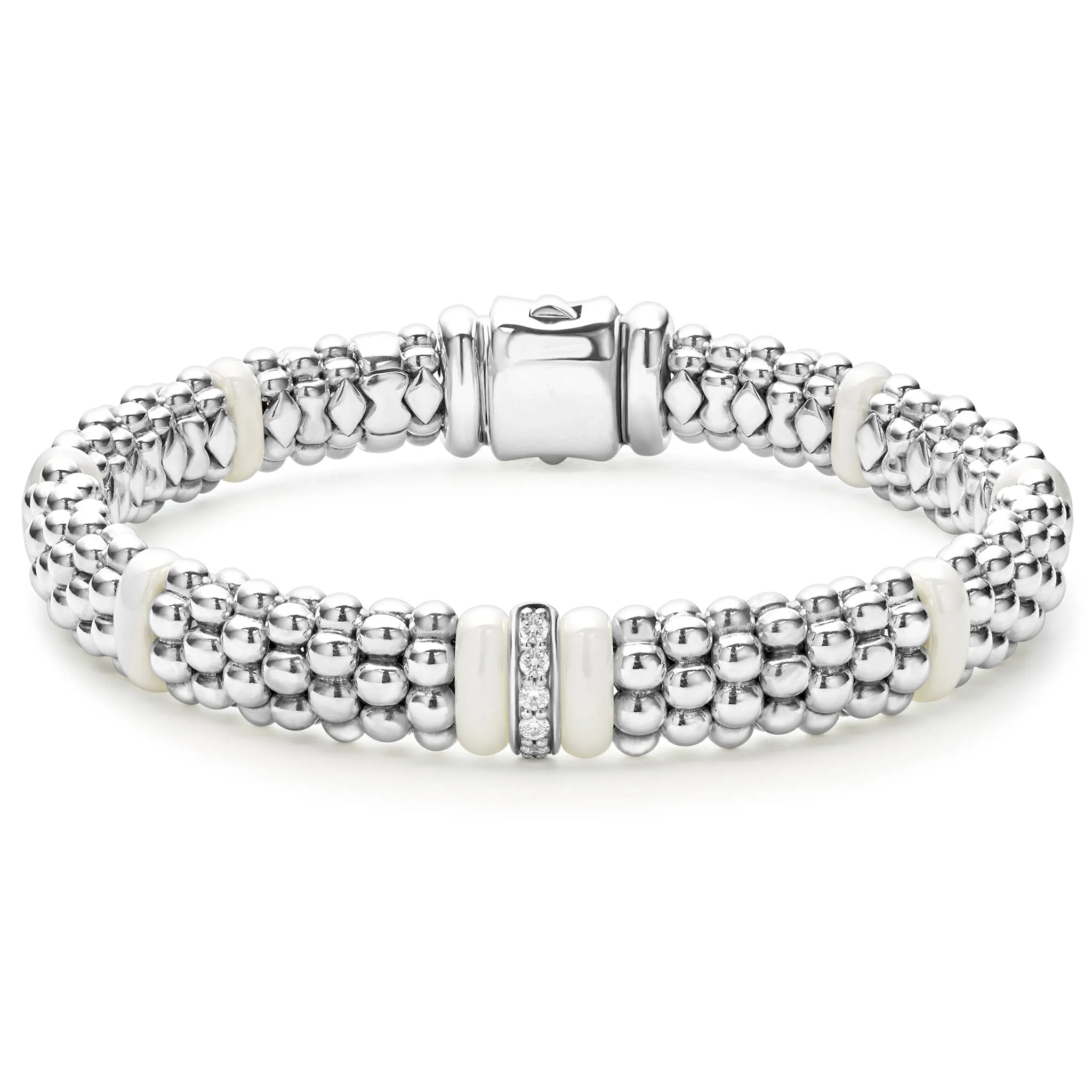 White Caviar White Single Station Diamond Caviar Bracelet | 9mm sold by LAGOS