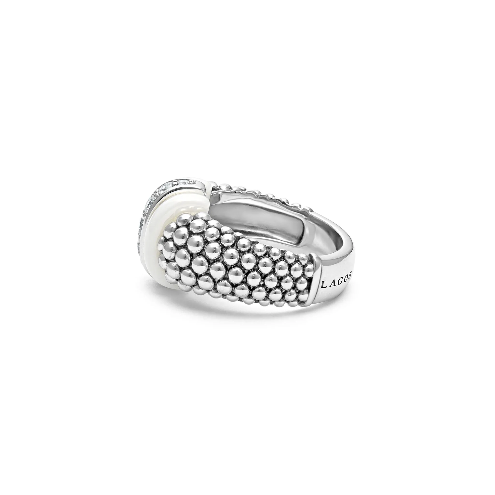 White Caviar White Ceramic Caviar Diamond Ring sold by LAGOS product image thumbnail 4