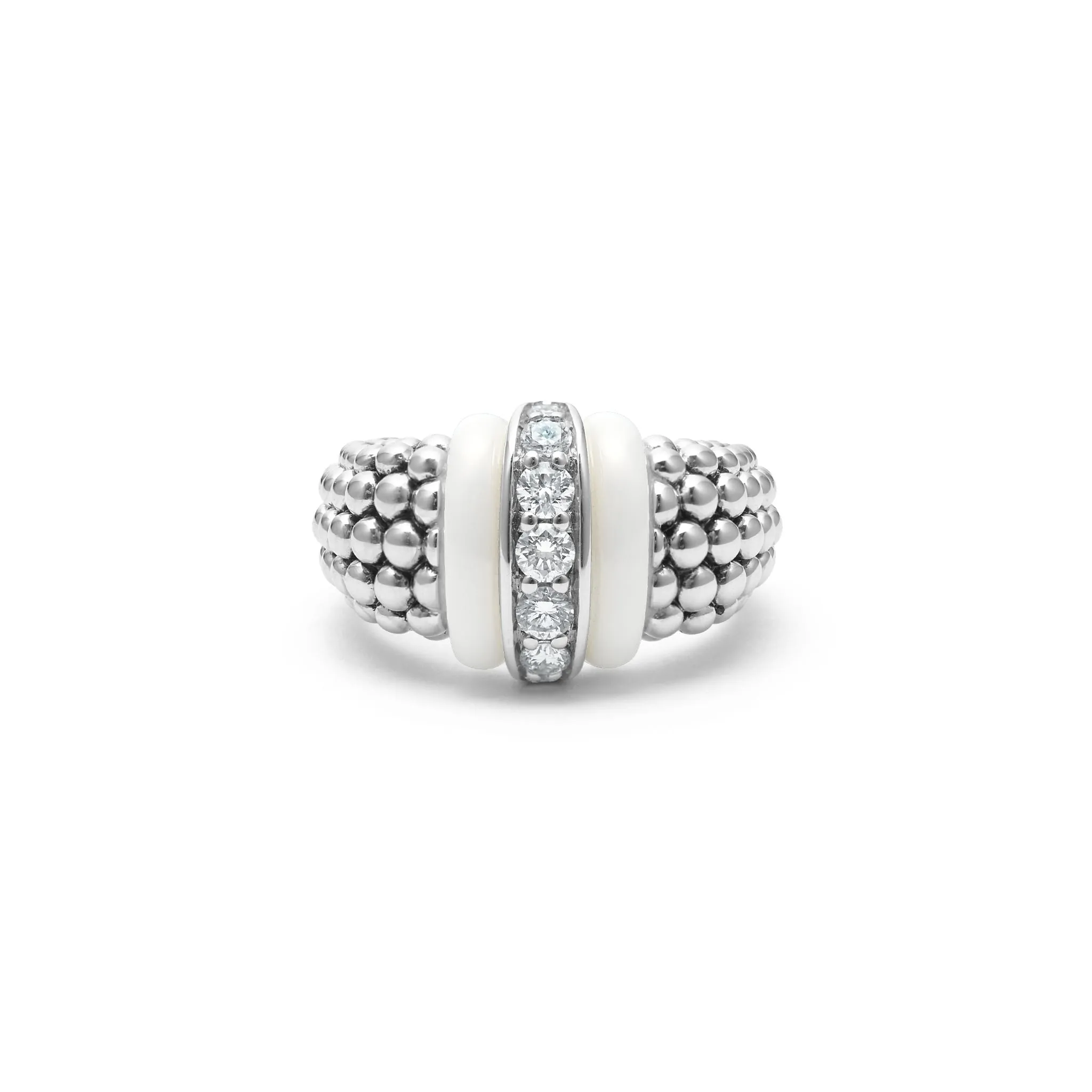 White Caviar White Ceramic Caviar Diamond Ring sold by LAGOS product image thumbnail 3