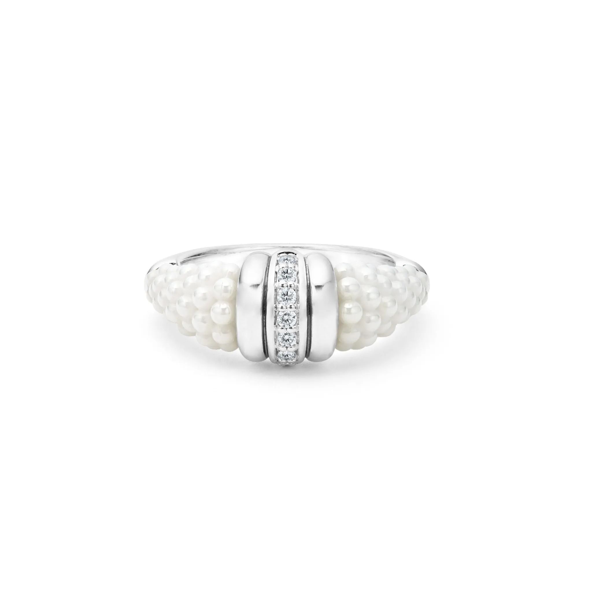 White Caviar White Ceramic Diamond Stacking Ring sold by LAGOS product image thumbnail 3