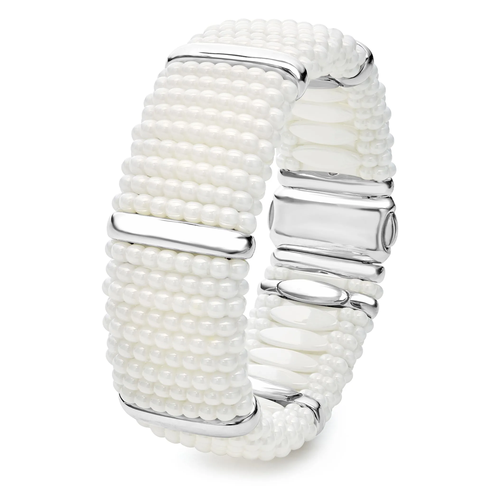 White Caviar White Silver Station Statement Ceramic Caviar Bracelet | 23mm sold by LAGOS product image thumbnail 3