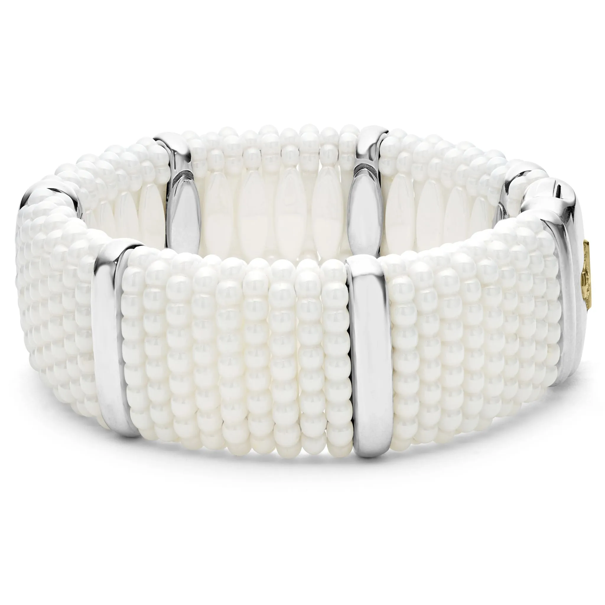 White Caviar White Silver Station Statement Ceramic Caviar Bracelet | 23mm sold by LAGOS product image thumbnail 4