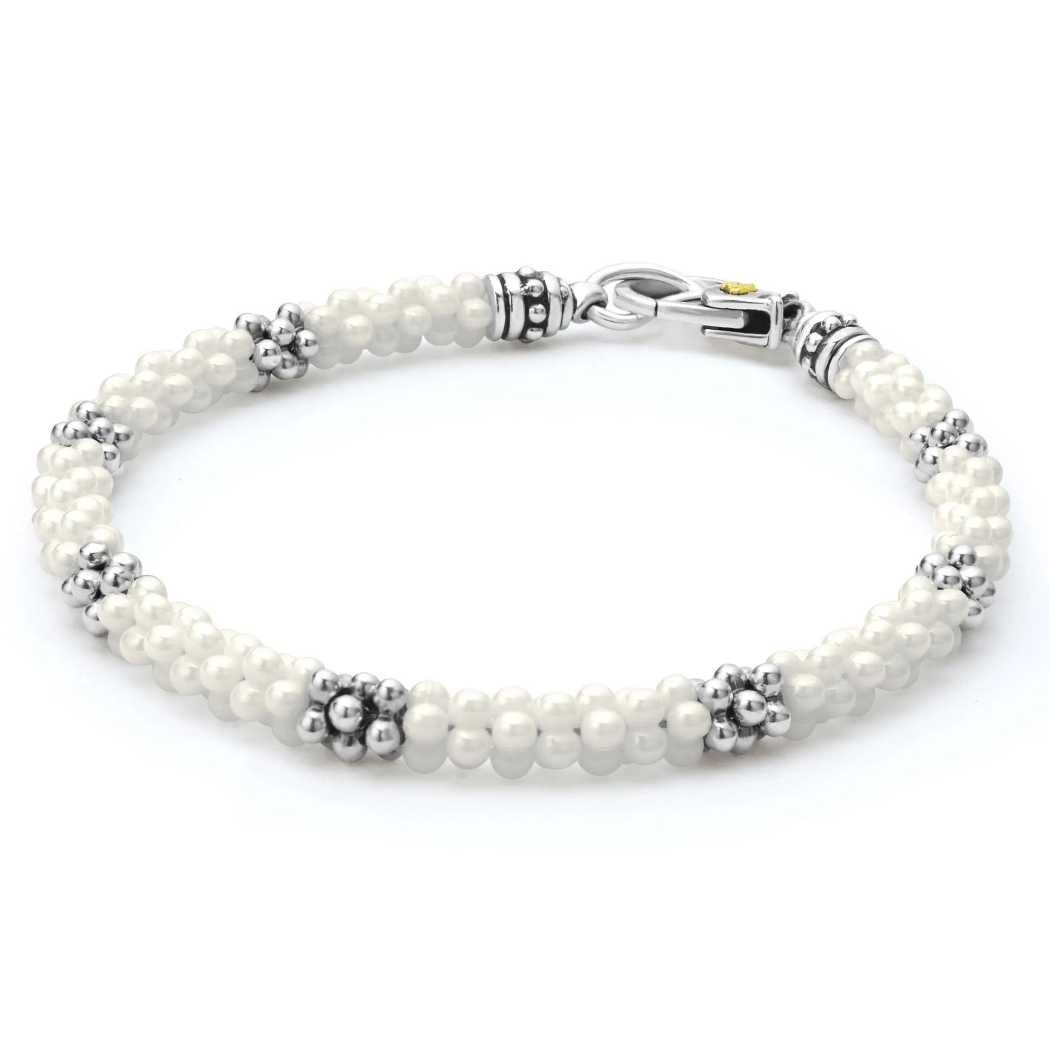 White Caviar White Seven Silver Station Ceramic Bracelet | 5mm sold by LAGOS product image thumbnail 4