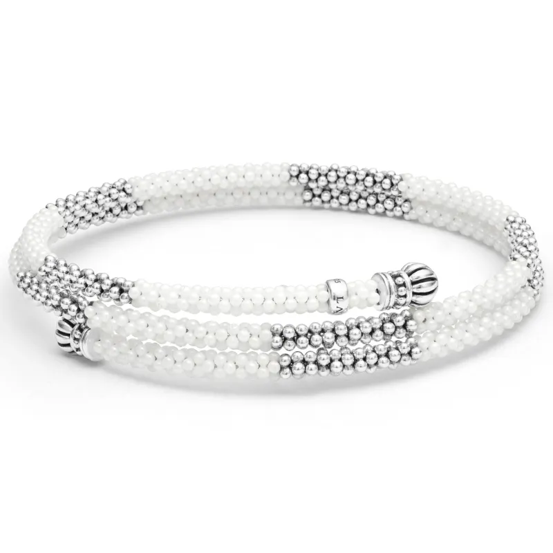 White Caviar White Ceramic Beaded Wrap Bracelet sold by LAGOS