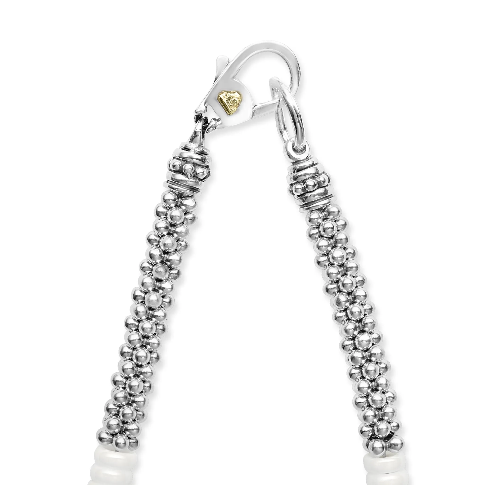 White Caviar White Ceramic Three Bead Station Caviar Necklace sold by LAGOS product image thumbnail 5