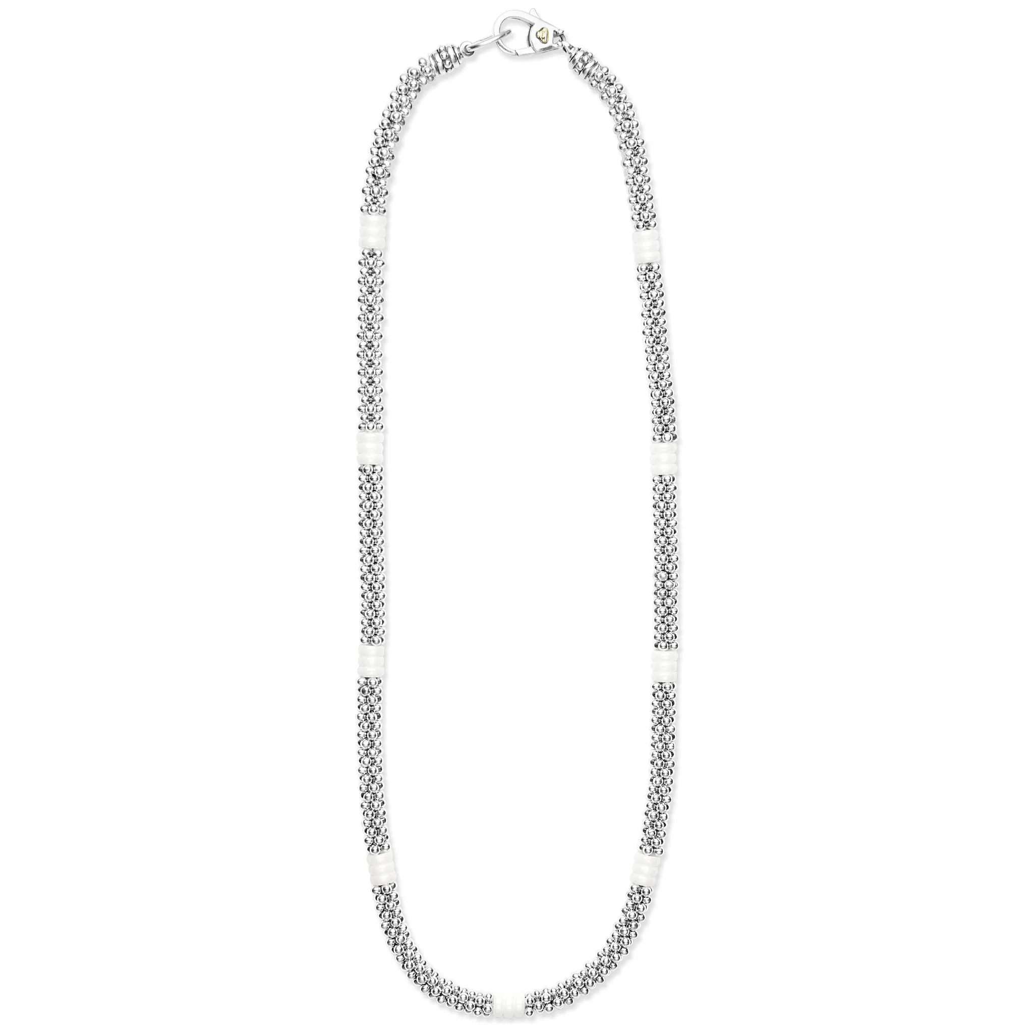 White Caviar White Ceramic Three Bead Station Caviar Necklace sold by LAGOS product image thumbnail 3