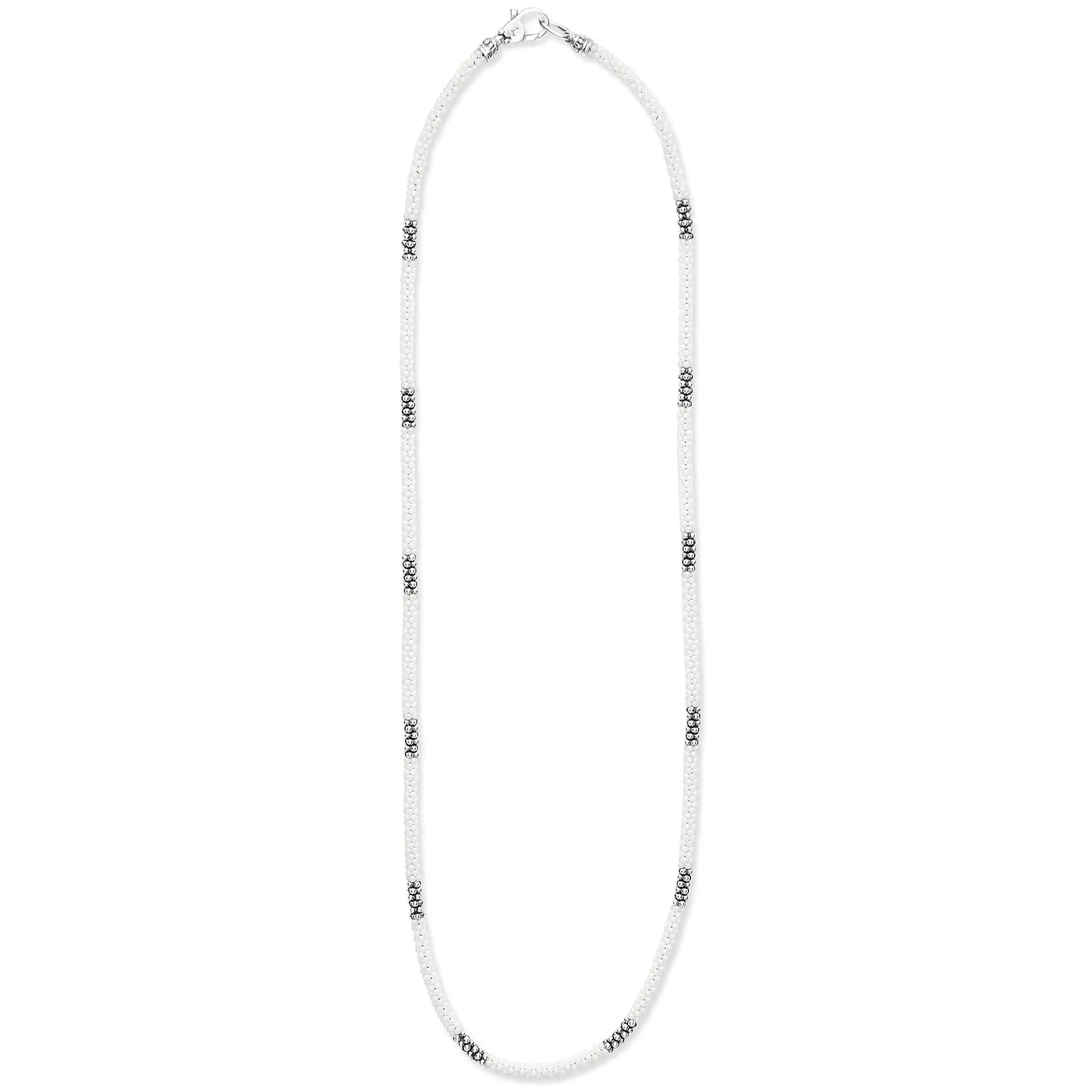 White Caviar White Silver Station Ceramic Beaded Necklace 3mm sold by LAGOS product image thumbnail 3