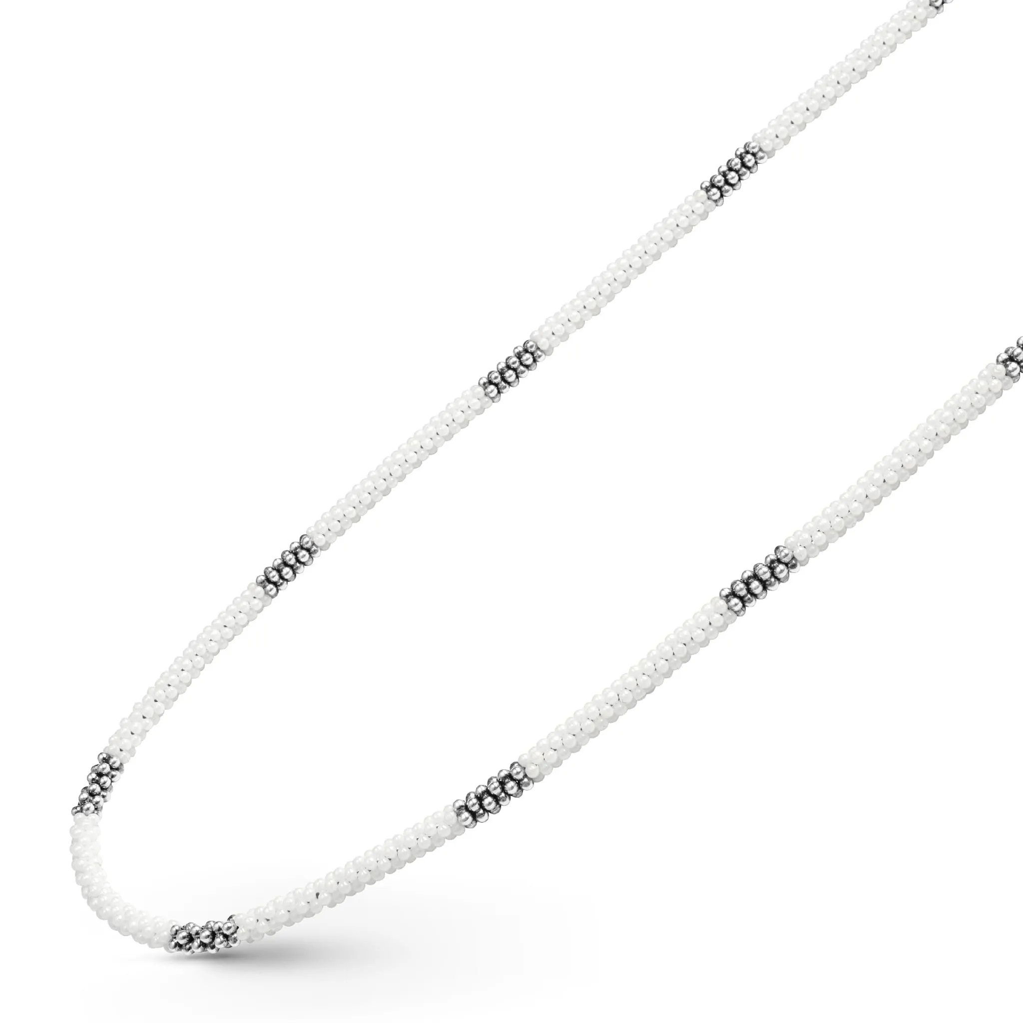 White Caviar White Silver Station Ceramic Beaded Necklace 3mm sold by LAGOS product image thumbnail 4