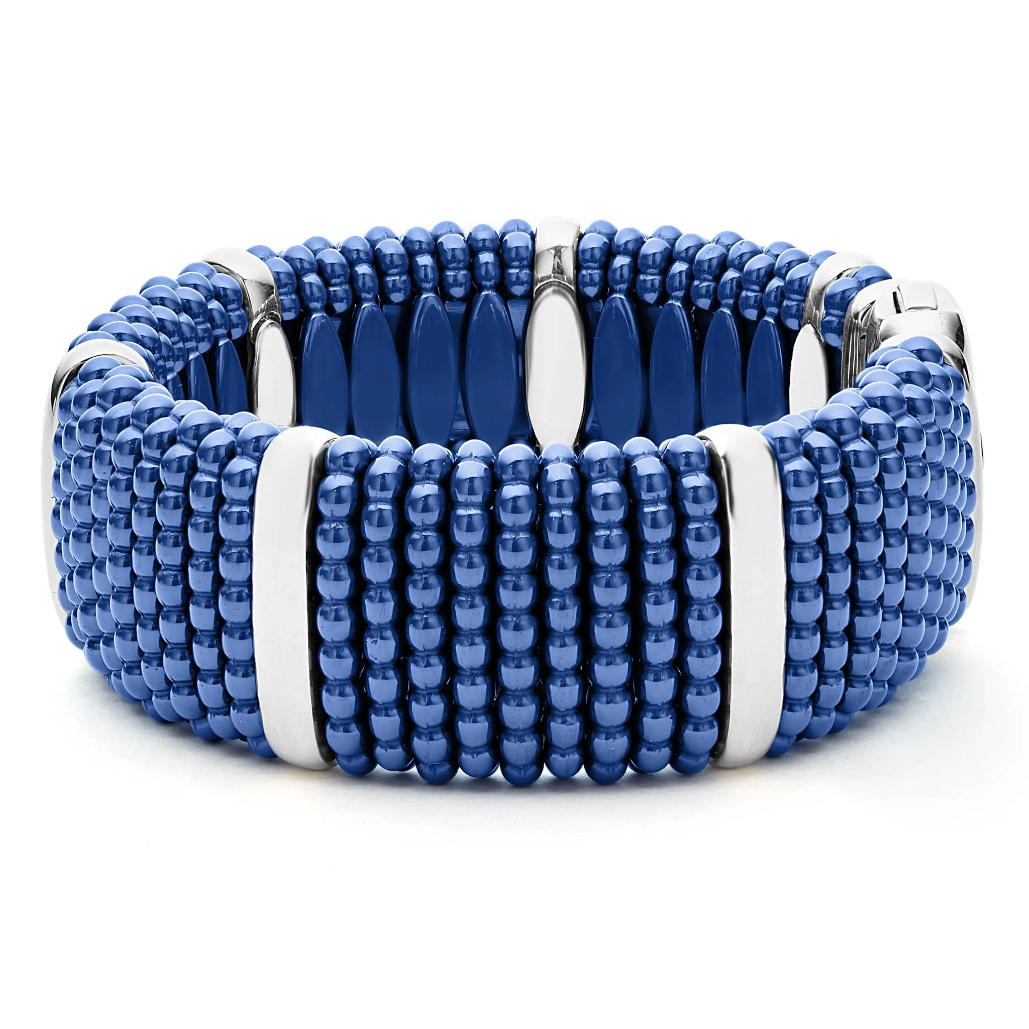 Blue Caviar Ultramarine Silver Station Statement Ceramic Caviar Bracelet | 23mm sold by LAGOS product image thumbnail 4