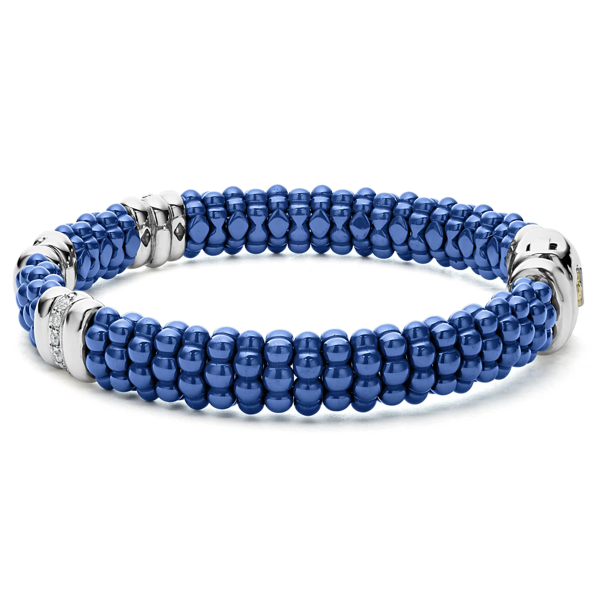 Blue Caviar Ultramarine Three Station Ceramic Diamond Bracelet | 9mm sold by LAGOS product image thumbnail 5