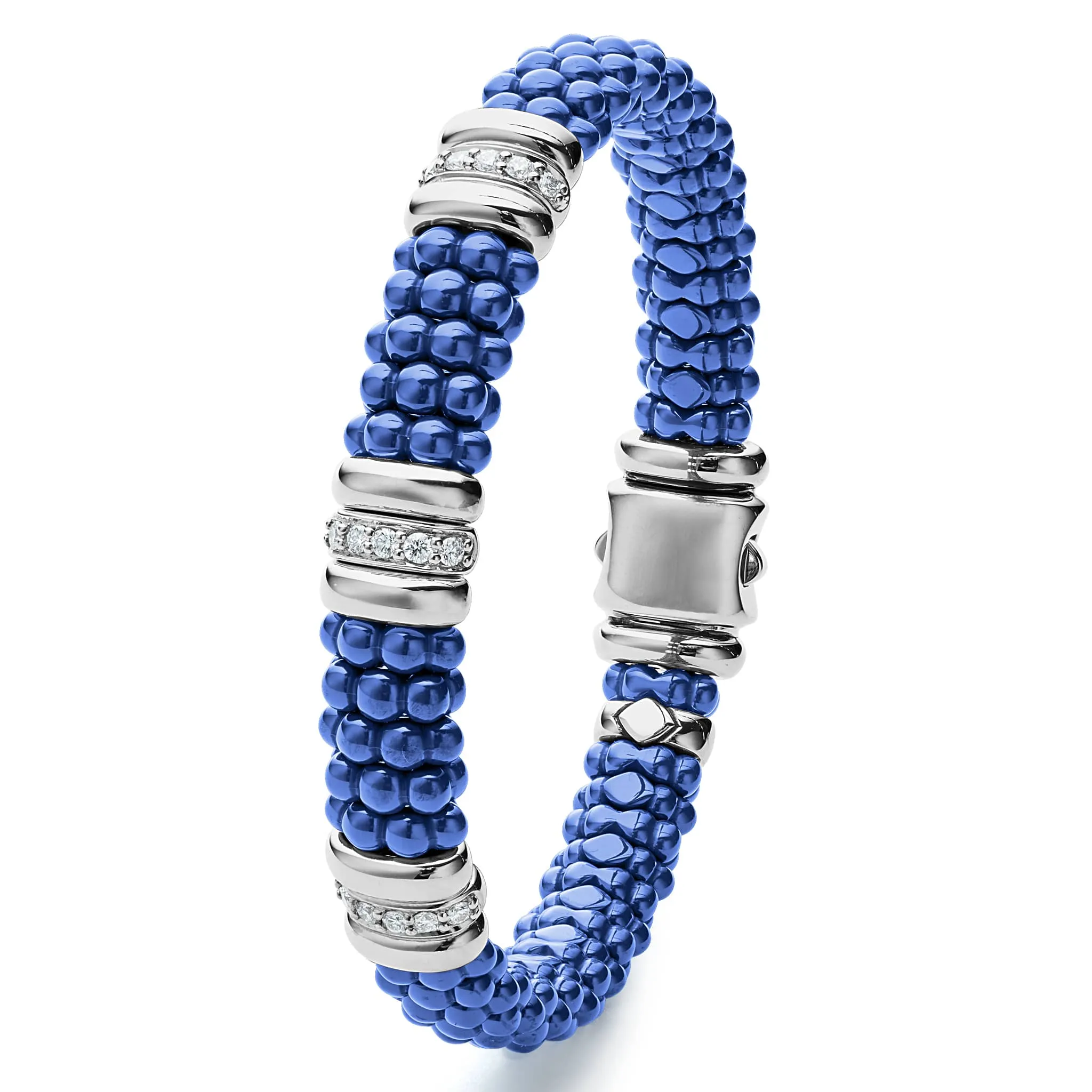 Blue Caviar Ultramarine Three Station Ceramic Diamond Bracelet | 9mm sold by LAGOS product image thumbnail 4