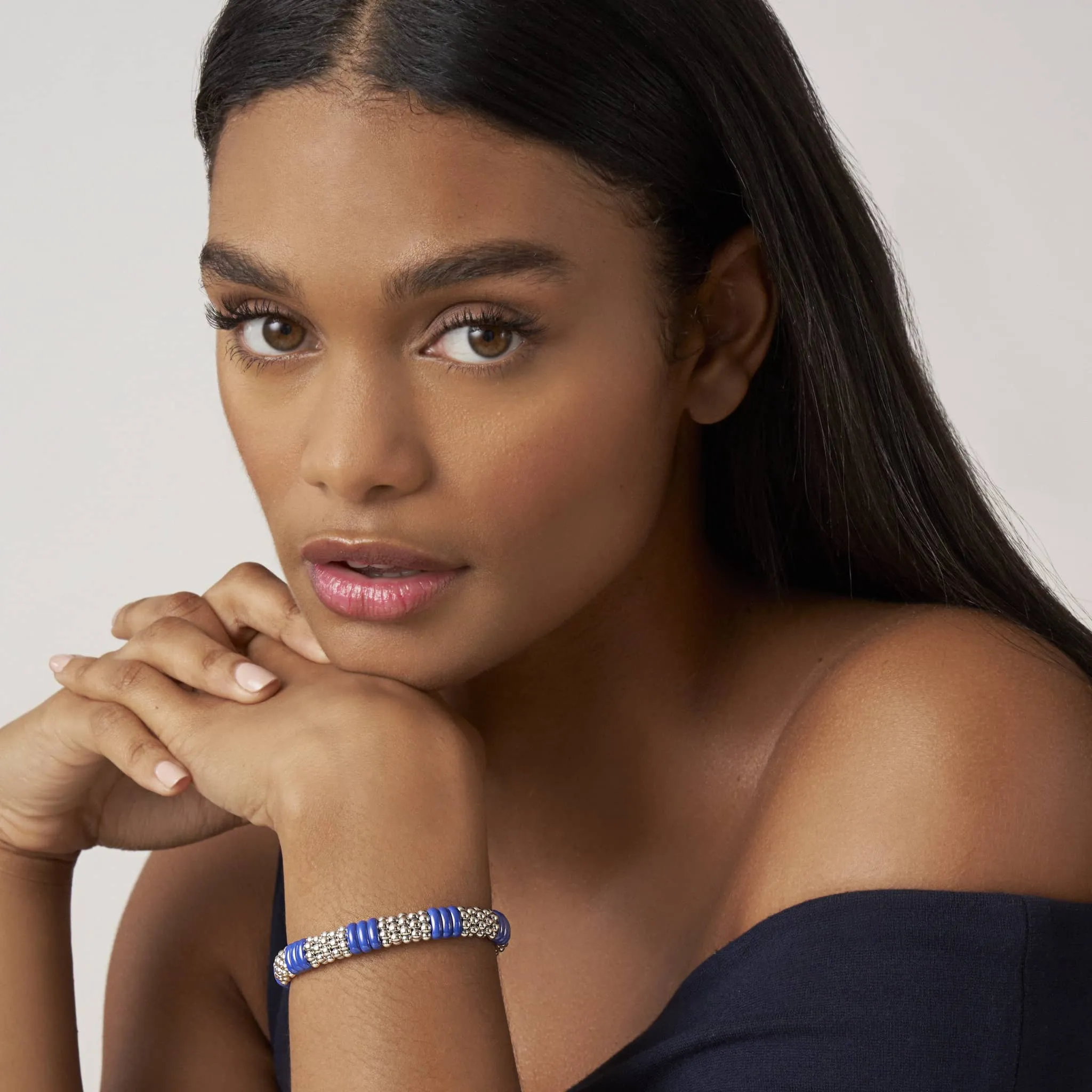 Blue Caviar Ultramarine Ceramic Caviar Beaded Bracelet | 9mm sold by LAGOS product image thumbnail 2