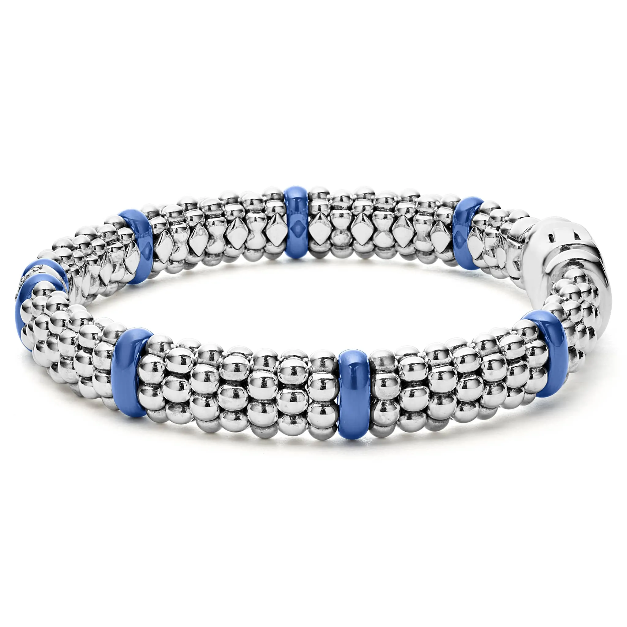 Blue Caviar Ultramarine Single Station Diamond Caviar Bracelet | 9mm sold by LAGOS product image thumbnail 4