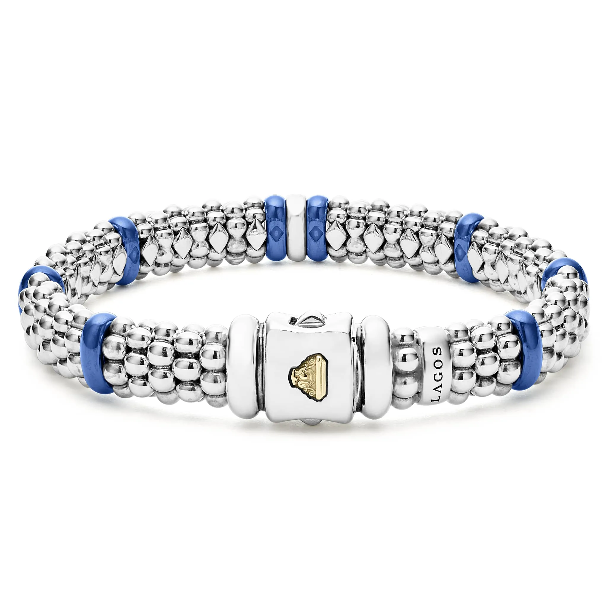 Blue Caviar Ultramarine Single Station Diamond Caviar Bracelet | 9mm sold by LAGOS product image thumbnail 5