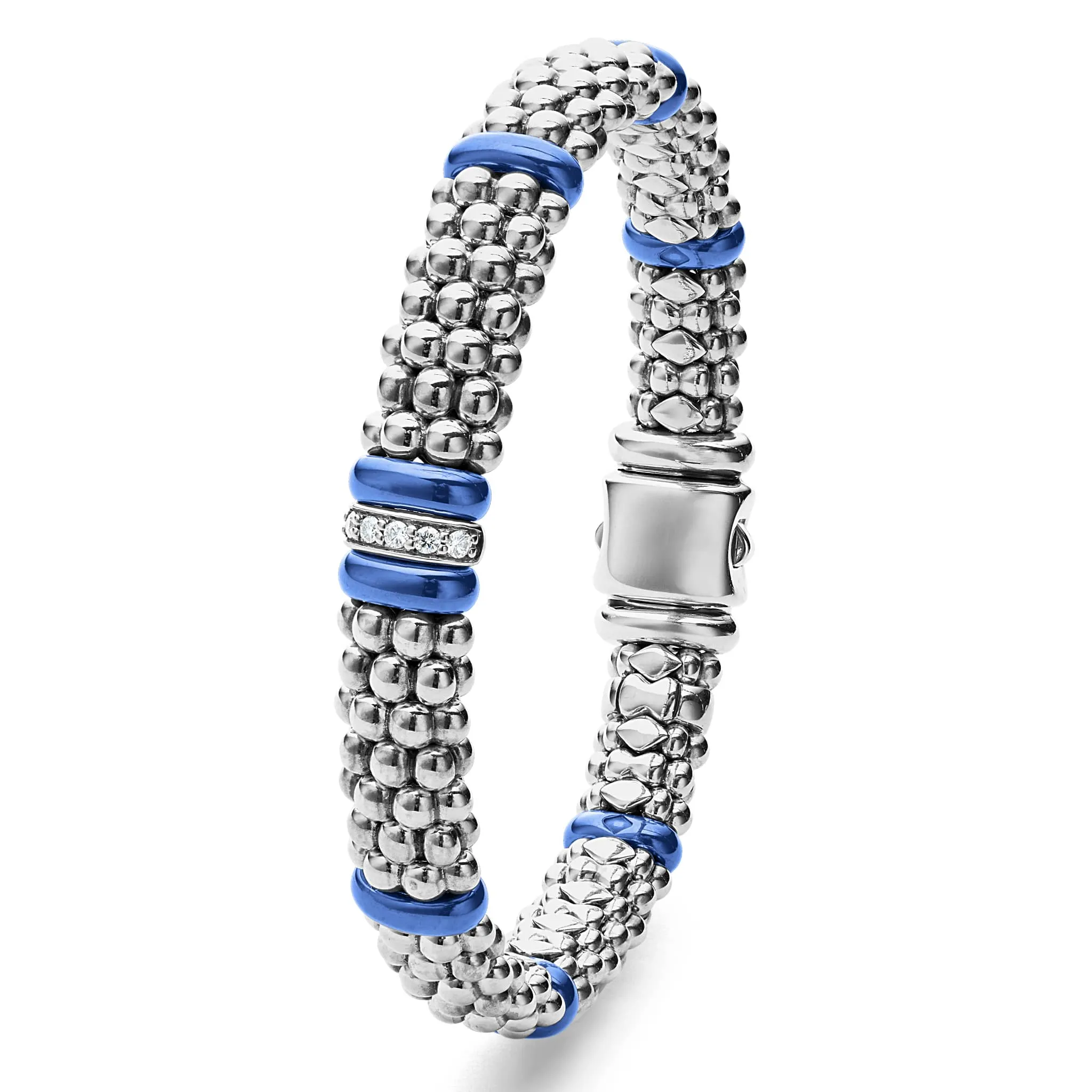 Blue Caviar Ultramarine Single Station Diamond Caviar Bracelet | 9mm sold by LAGOS product image thumbnail 3