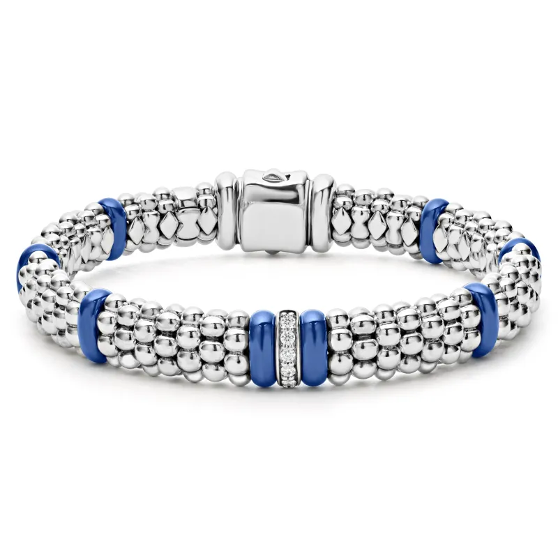 Blue Caviar Ultramarine Single Station Diamond Caviar Bracelet | 9mm sold by LAGOS