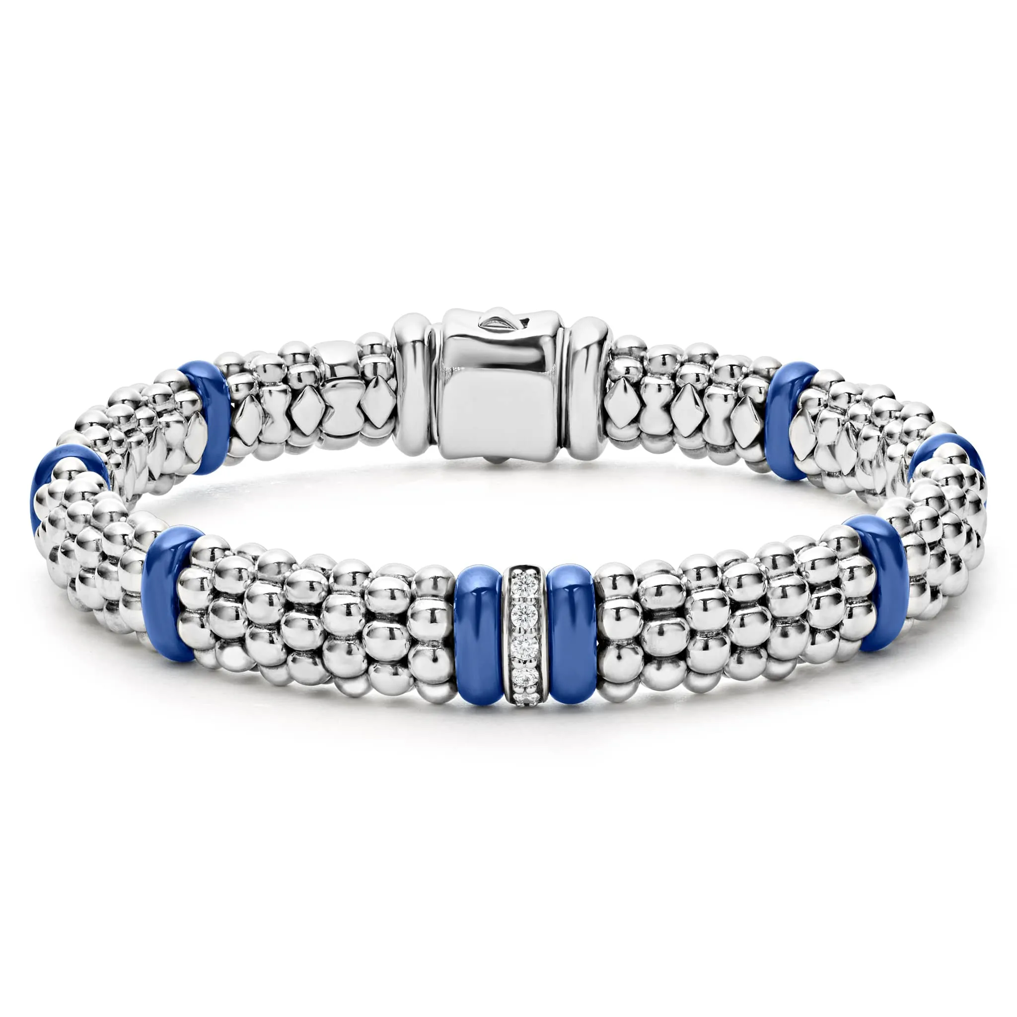 Blue Caviar Ultramarine Single Station Diamond Caviar Bracelet | 9mm sold by LAGOS