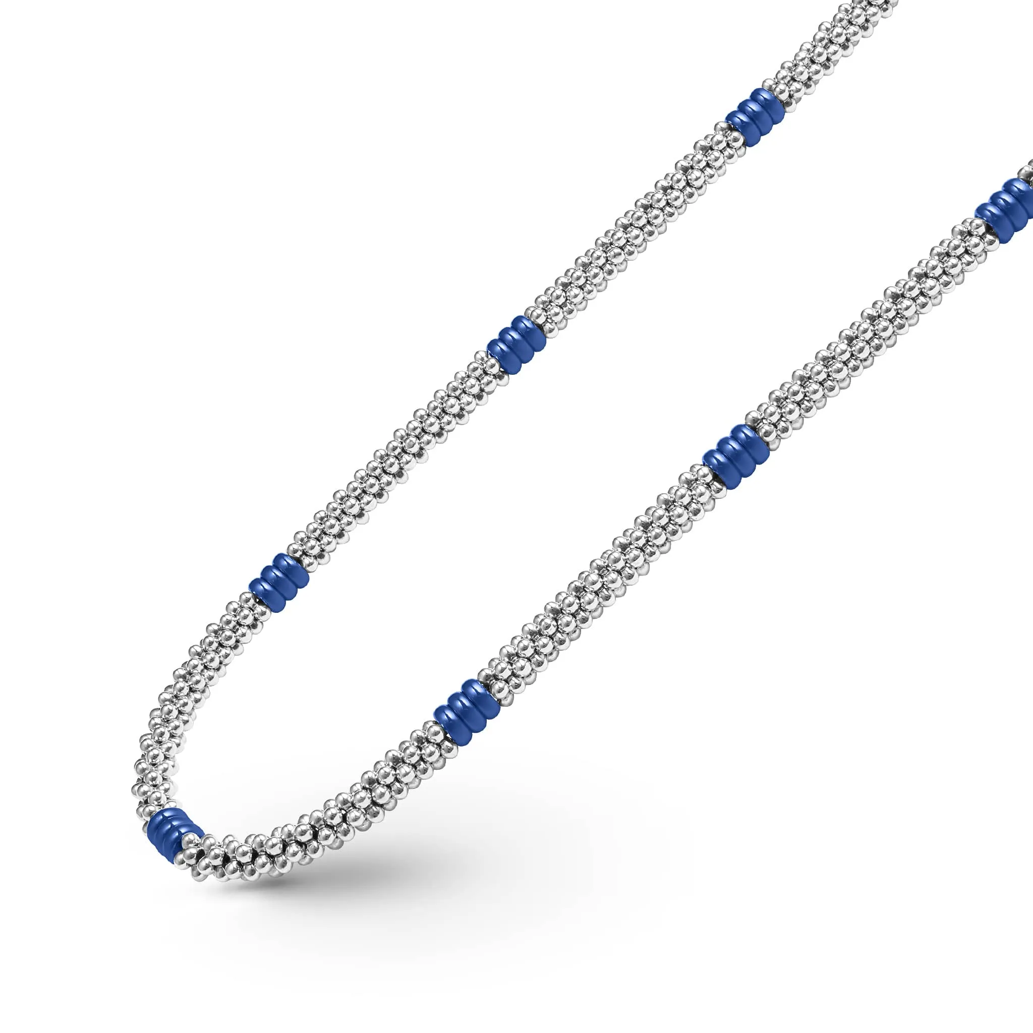 Blue Caviar Ultramarine Ceramic Three Bead Station Caviar Necklace sold by LAGOS product image thumbnail 4