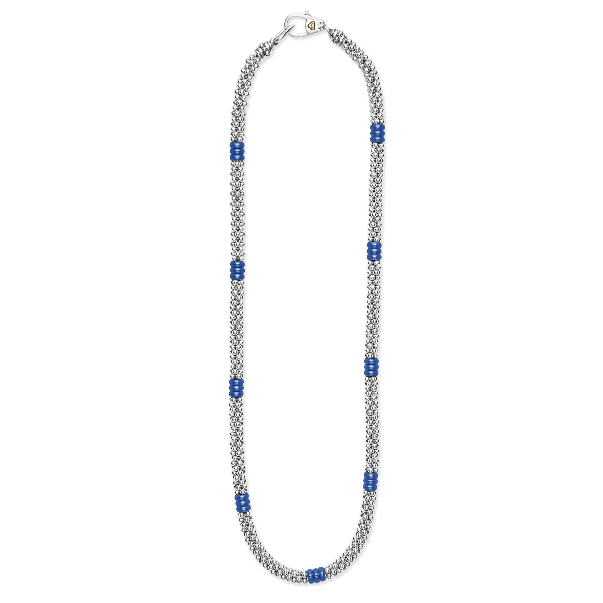 Blue Caviar Ultramarine Ceramic Three Bead Station Caviar Necklace sold by LAGOS product image thumbnail 3