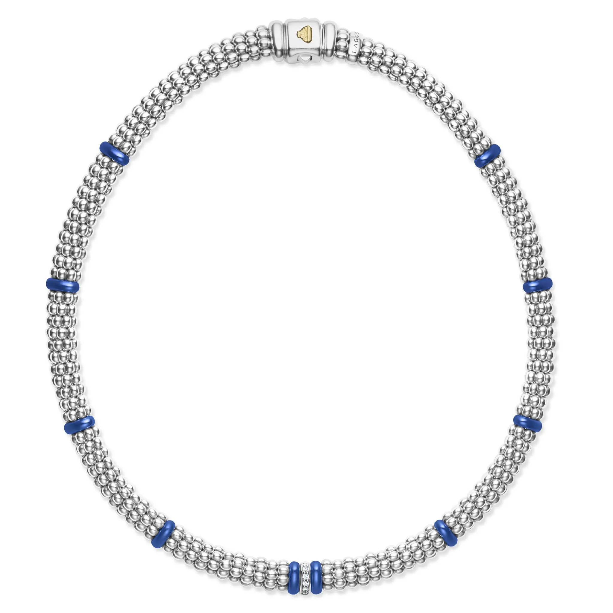 Blue Caviar Ultramarine Single Station Diamond Caviar Necklace sold by LAGOS product image thumbnail 3