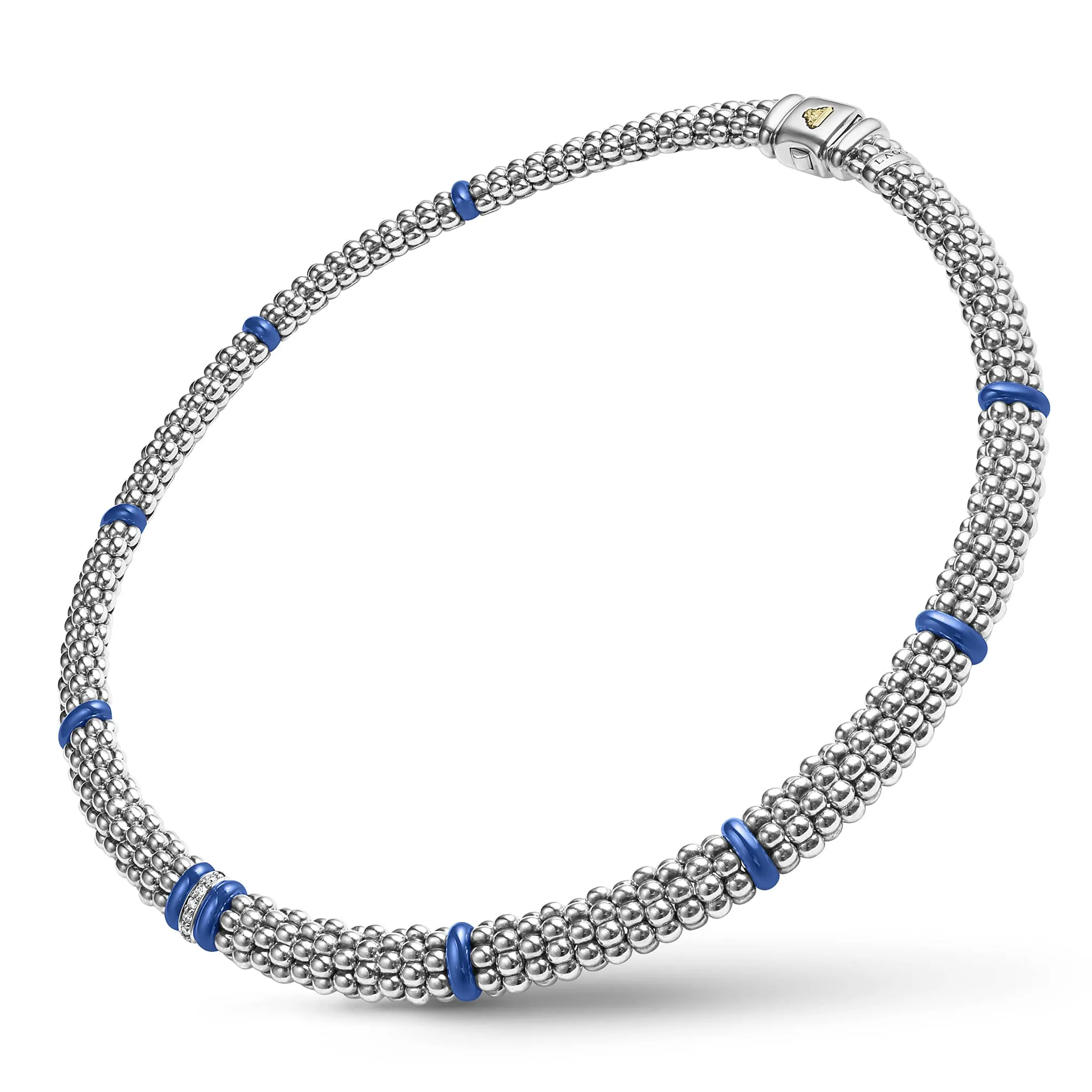 Blue Caviar Ultramarine Single Station Diamond Caviar Necklace sold by LAGOS product image thumbnail 4