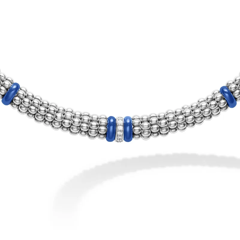 Blue Caviar Ultramarine Single Station Diamond Caviar Necklace sold by LAGOS