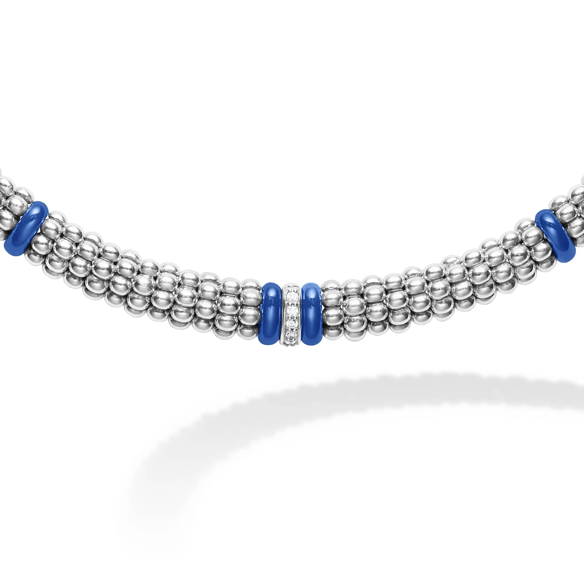 Blue Caviar Ultramarine Single Station Diamond Caviar Necklace sold by LAGOS